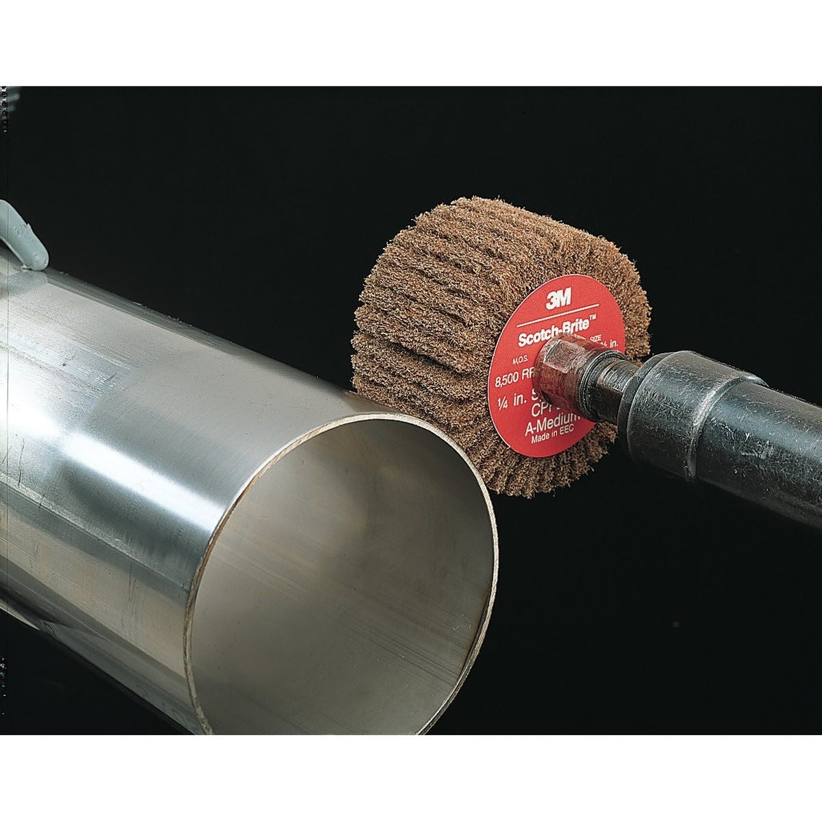 3M Scotch-Brite Roloc Cut and Polish Flap Brush, Aluminum Oxide, Medium, Tan, 3 in x 1-3/8 in (7100088221) (10 Pack) - 2