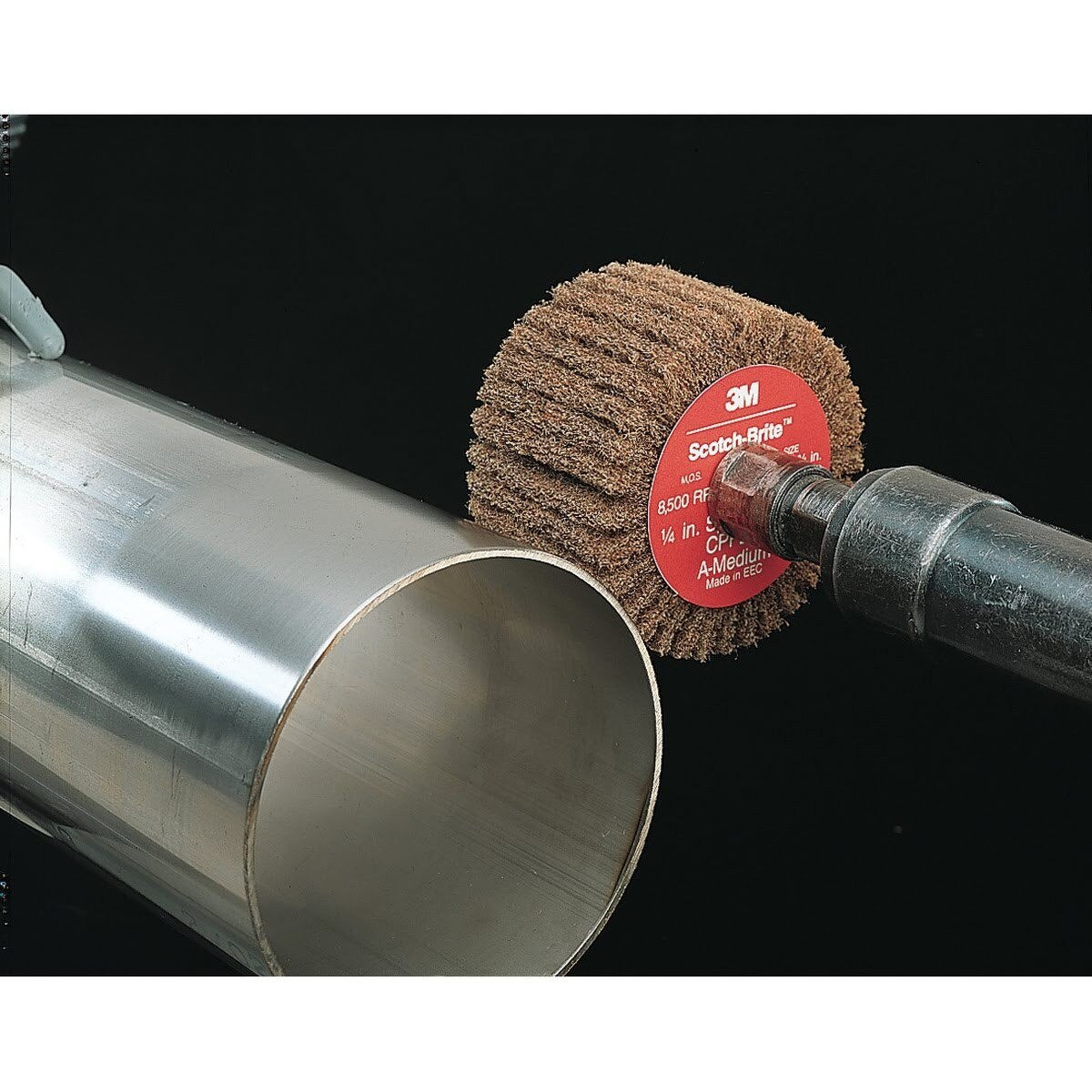 3M Scotch-Brite Roloc Cut and Polish Flap Brush, Aluminum Oxide, Medium, Tan, 3 in x 1-3/8 in (7100088221) (10 Pack) - 2