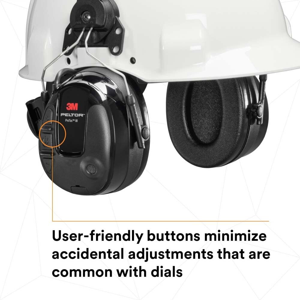 3M 7100088423 PELTOR ProTac III Headset, 23 dB NRR, Microphone, 3.5mm, Wireless, Environmental Listening, Professional-Quality Hearing Protection, Hard Hat Attached, MT13H221P3E, Black - 5