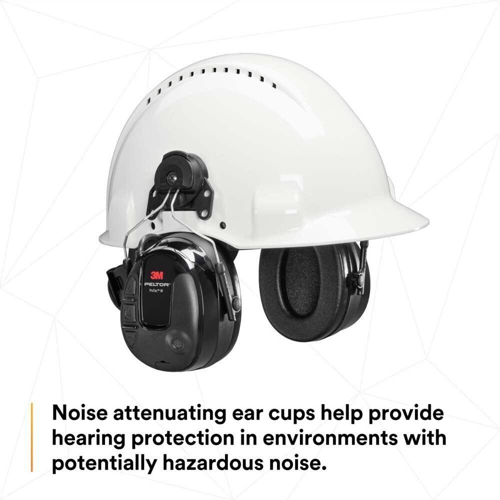 3M 7100088423 PELTOR ProTac III Headset, 23 dB NRR, Microphone, 3.5mm, Wireless, Environmental Listening, Professional-Quality Hearing Protection, Hard Hat Attached, MT13H221P3E, Black - 7