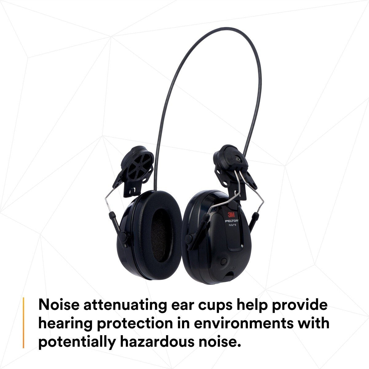 3M MT13H220P3E PELTOR ProTac III Slim Hard Hat Mounted Electronic Hearing Protector with 3.5mm Input Black (7100088455) - 3