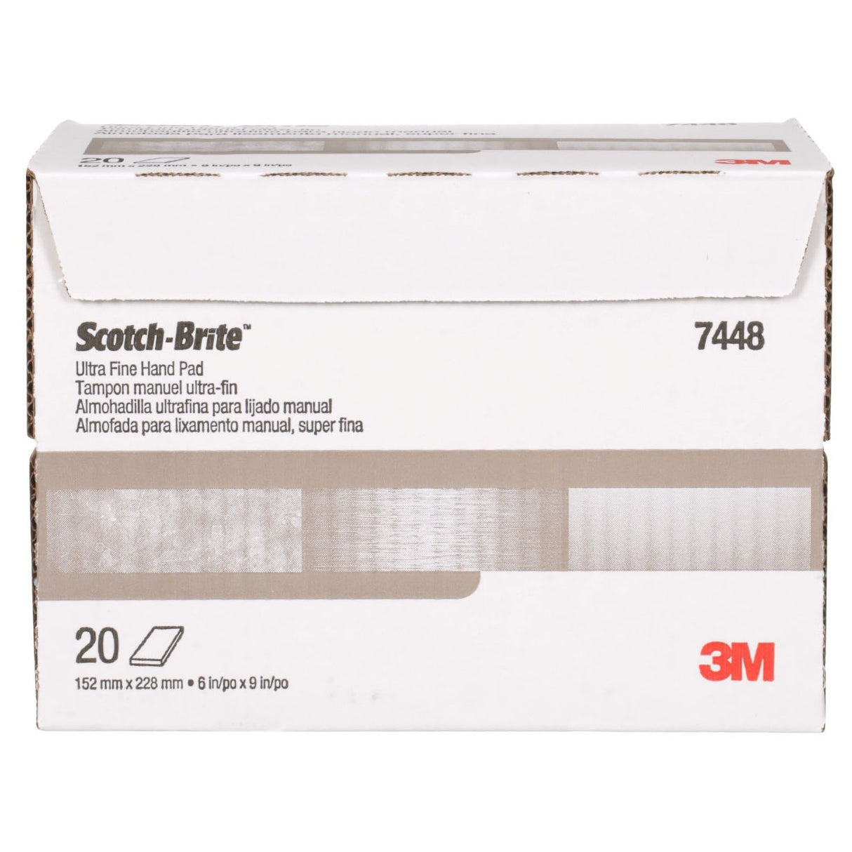 3M HP-HP 7448 Scotch-Brite Ultra Fine Hand Pad, SiC, Gray, 6 in x 9 in (7100089226) (60 Pack) - 9