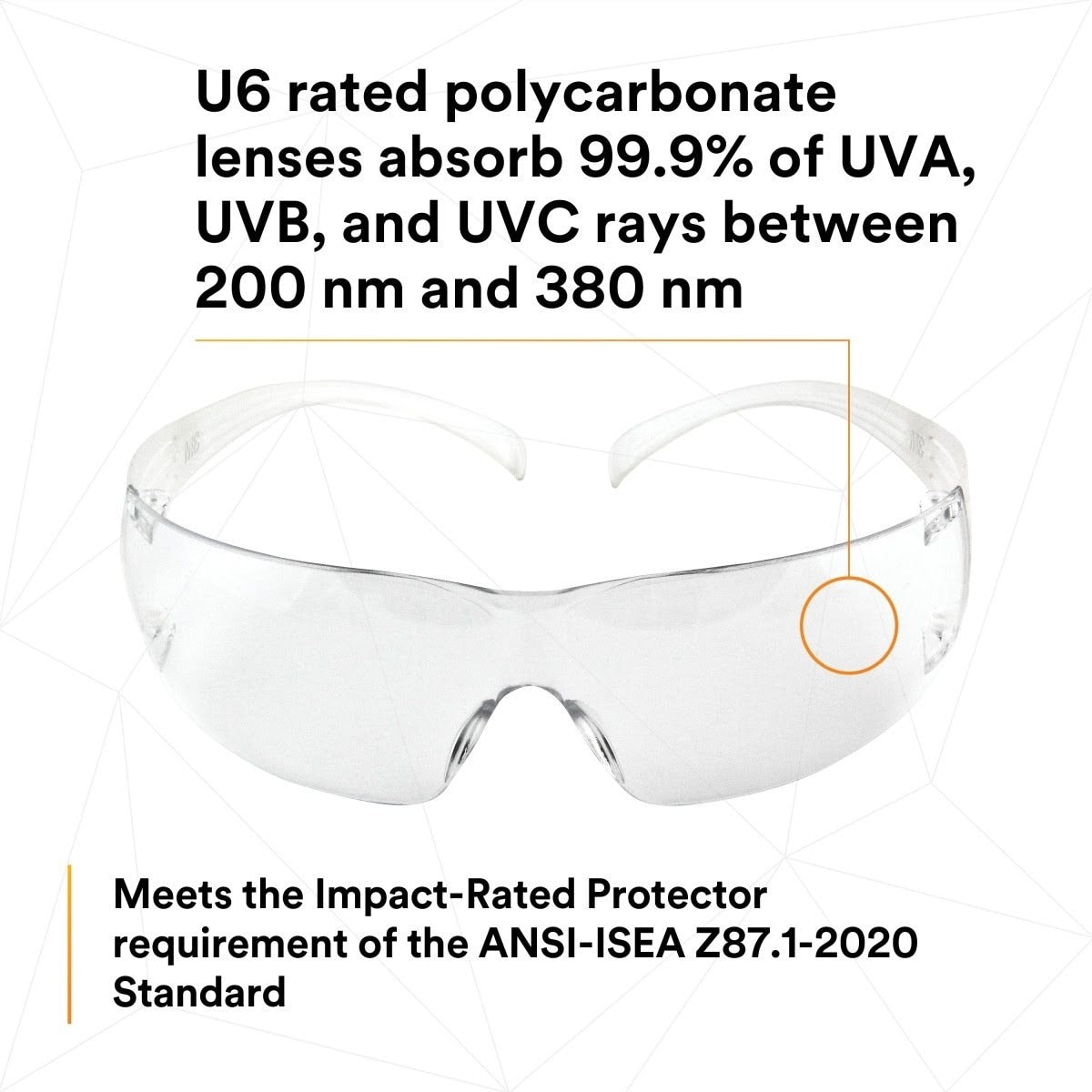 3M SF201AF SecureFit Safety Glasses, ANSI Z87, Anti Fog Plus Anti Scratch Clear Lens, Clear Frame, Flexible Temples (7100090435) (20 Pack) - 7