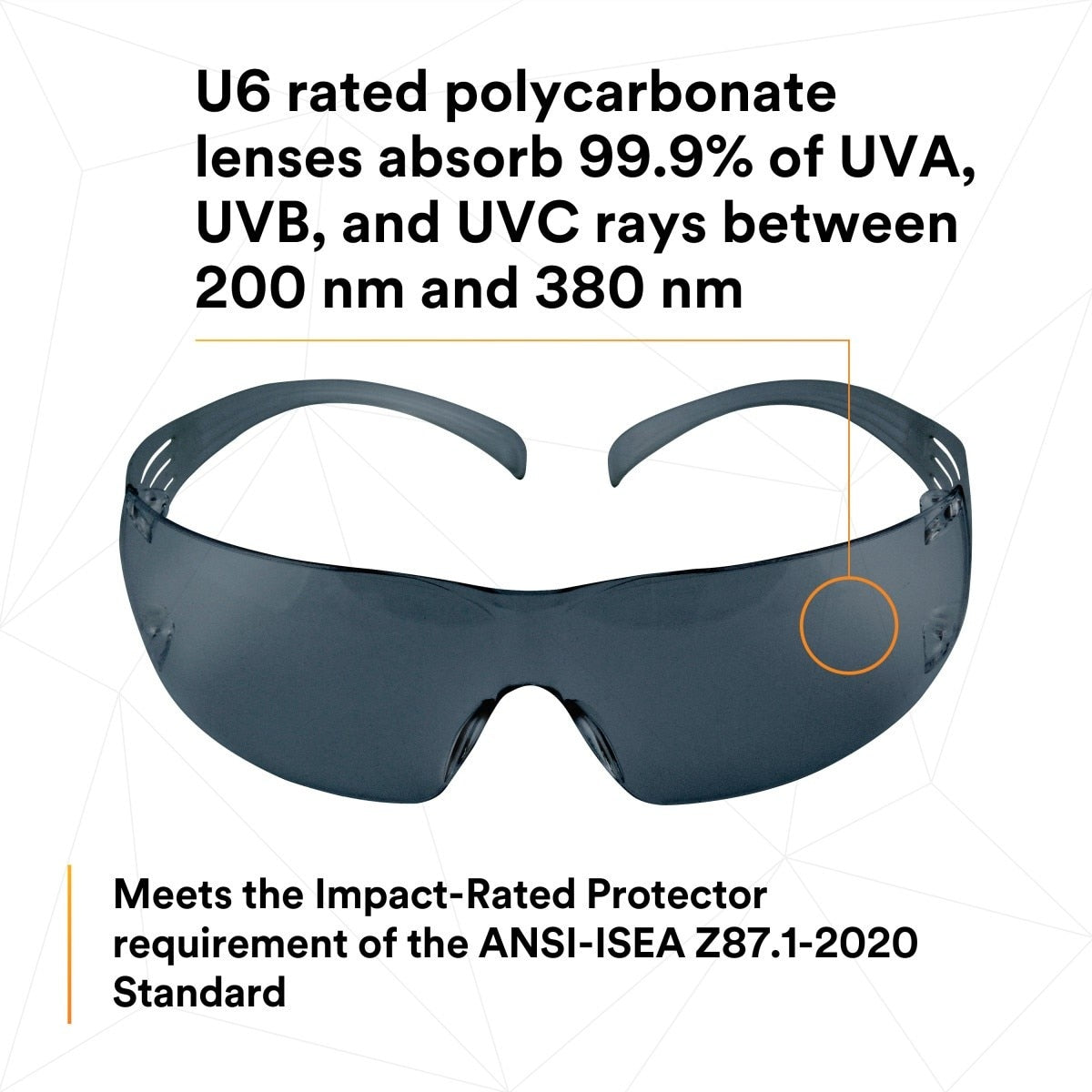 3M SF202AFP SecureFit Safety Glasses, Anti-Fog Plus Anti-Scratch, Gray Lens, Gray Frame (7100090616) (400 Pack) - 5