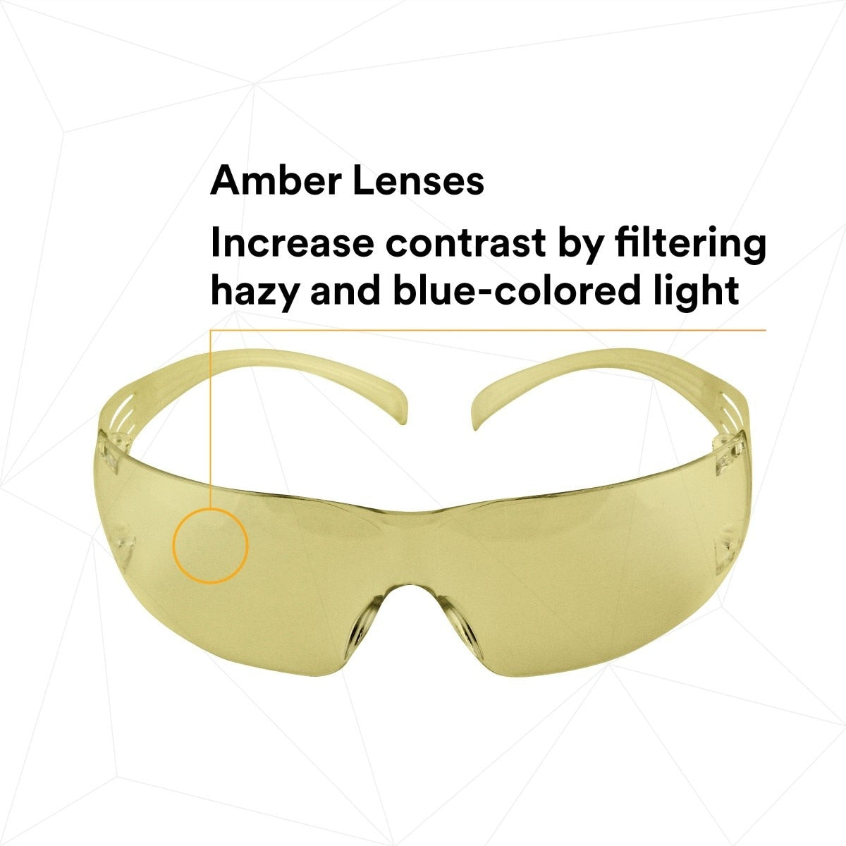 3M SF203AFP SecureFit Safety Glasses, Anti-Fog Plus Anti-Scratch, Amber Lens, Amber Frame, Flexible Temples (7100090617) (20 Pack) - 7