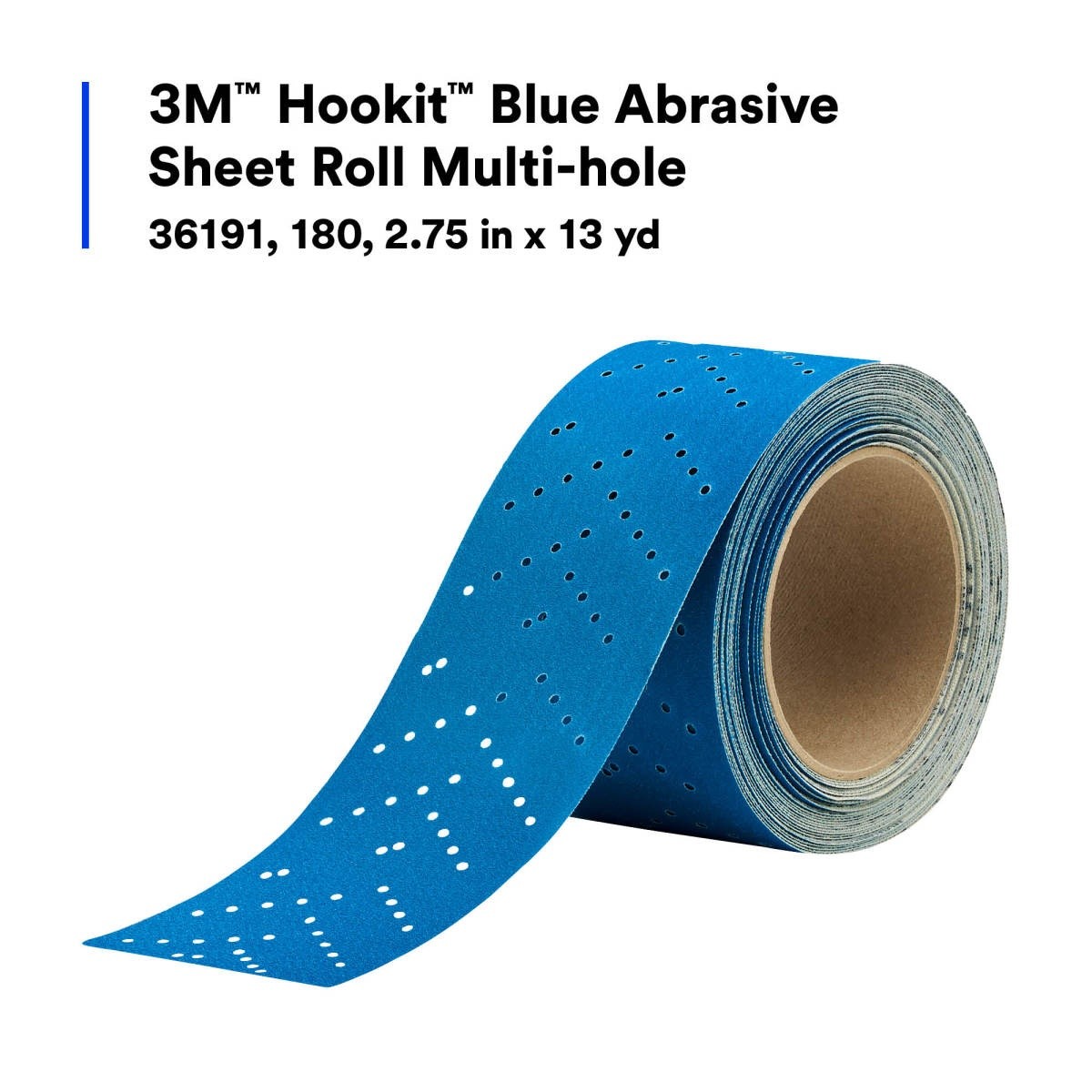 3M 321U Hookit Blue Abrasive Sheet Roll, Multi-Hole, 2.75 in x 13 yd, 180 Grit (36191) (7100091070) (4 Pack) - 10