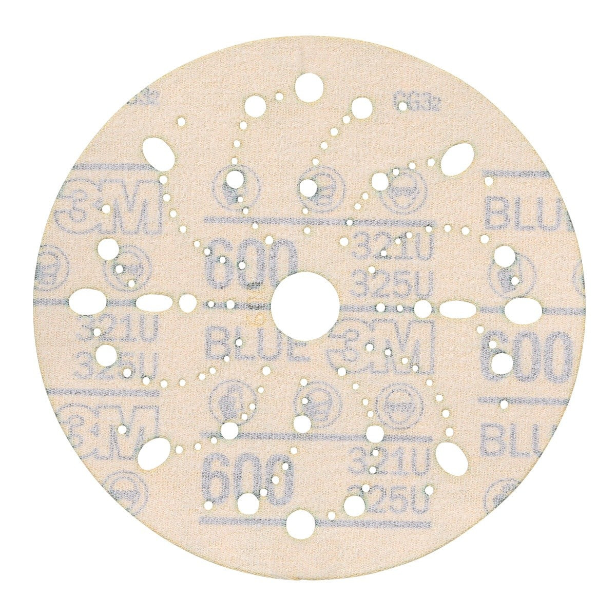 3M 321U 36183 Hookit Blue Abrasive Multi-Hole Disc, 6 in, 600 Grade, Paint and Blend Preparation (7100091110) (200 Pack) - 6