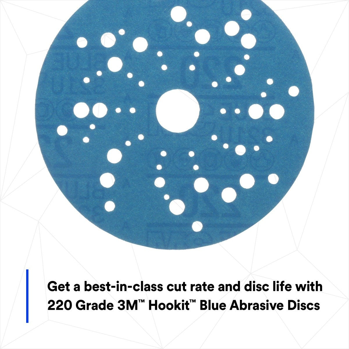 3M 321U 36162 Hookit Blue Abrasive Disc, Multi-Hole, 5 in, 220 Grade (7100091236) (200 Pack) - 3