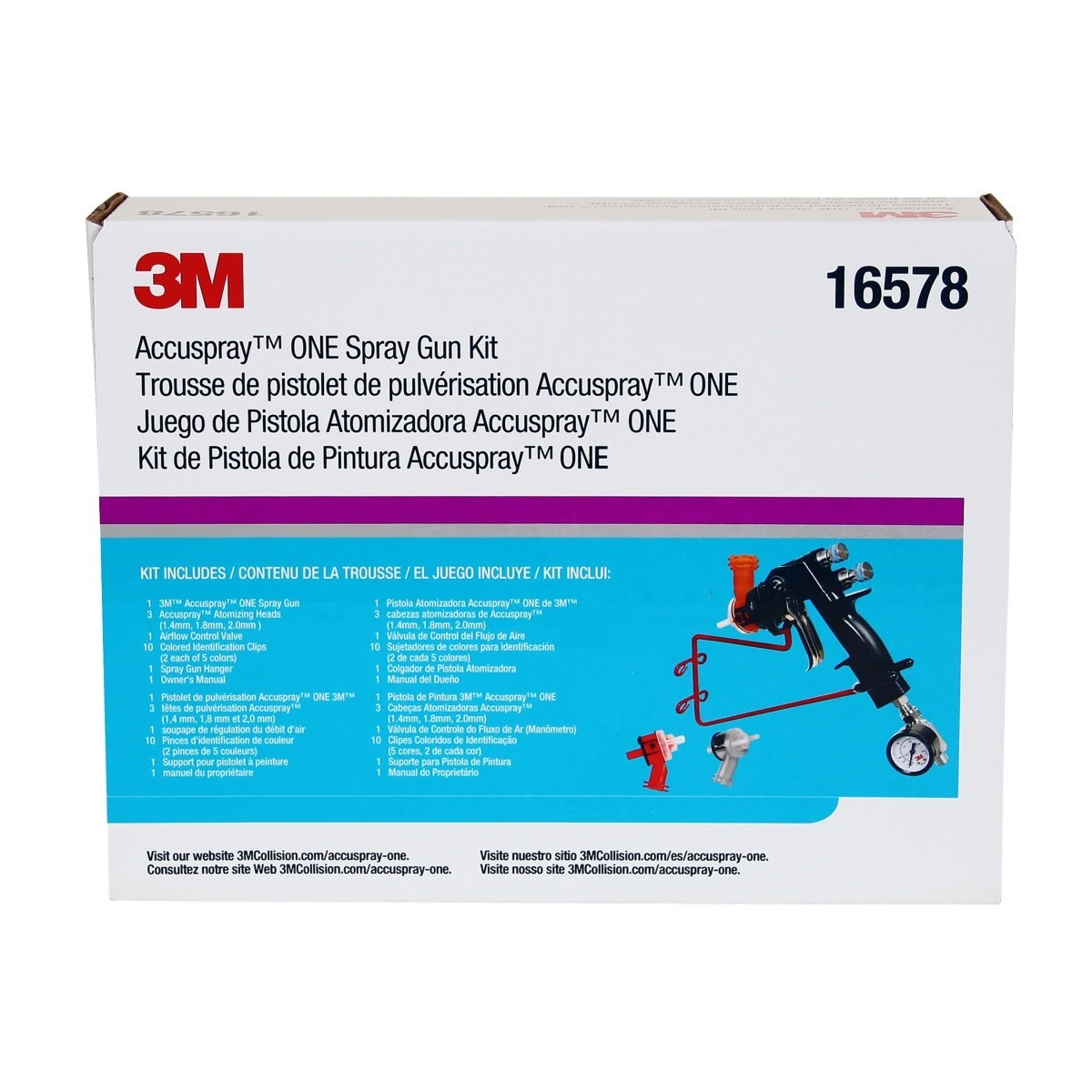 3M 16578 Accuspray ONE Spray Gun Kit, (7100096182) (4 Pack) - 3