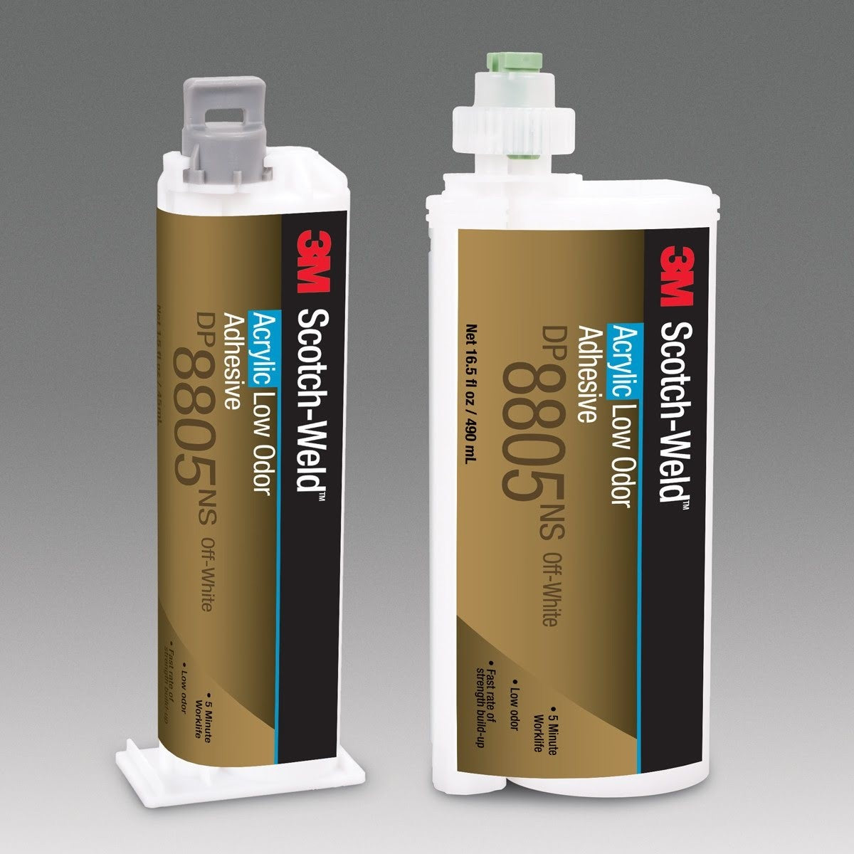 3M Low Odor Acrylic Adhesive, Green, 45 mL Duo-Pak (DP8805NS) (7100098631) (12 Pack) - 3