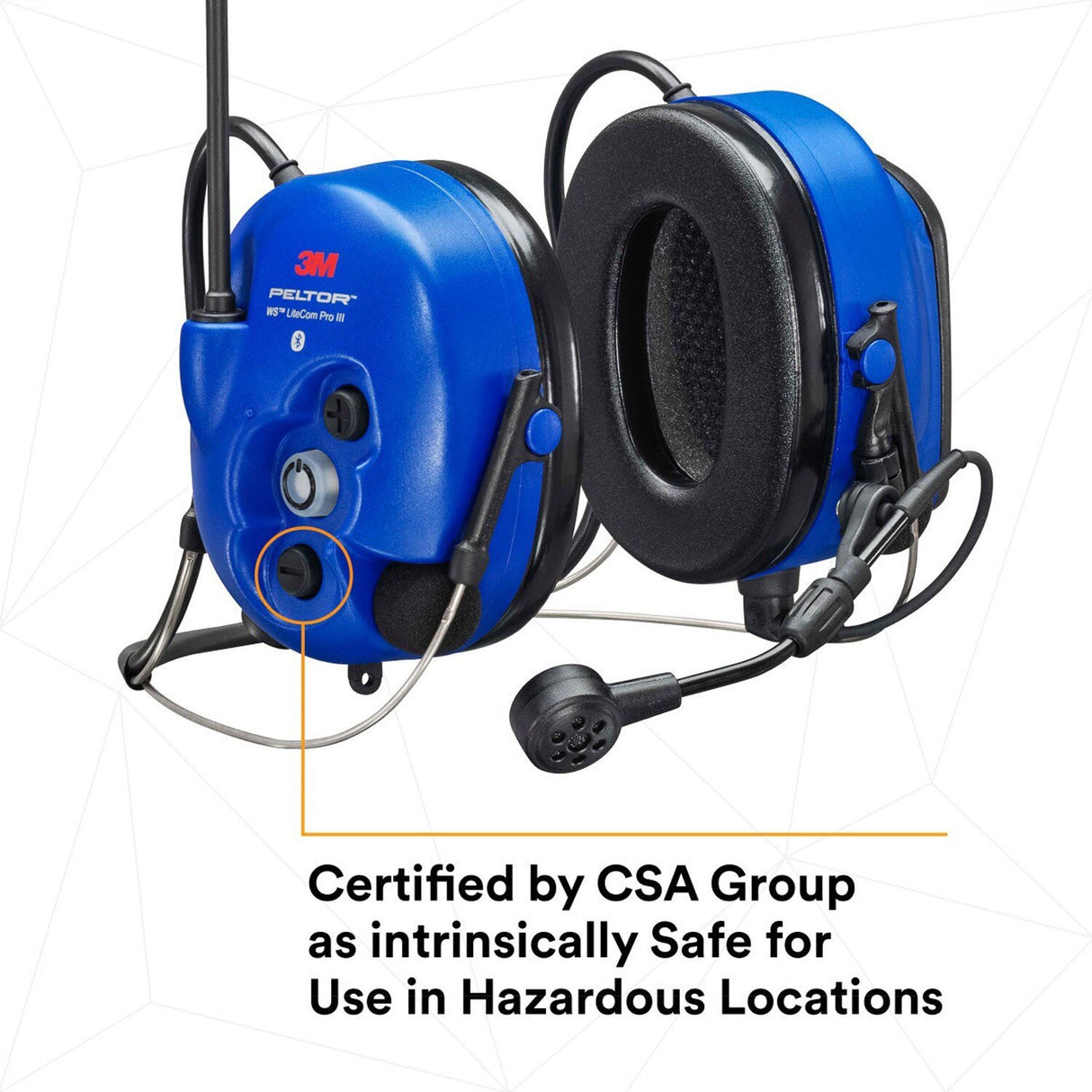 3M MT73H7B4D10NA-50 PELTOR WS LiteCom PRO III Headset, Intrinsically Safe, Neckband, Professional Grade Durability, Wireless Two-Way Communication Radio, Bluetooth, Boom Microphone, Royal Blue, MT73H7B4D10N-50 (7100099584) - 4