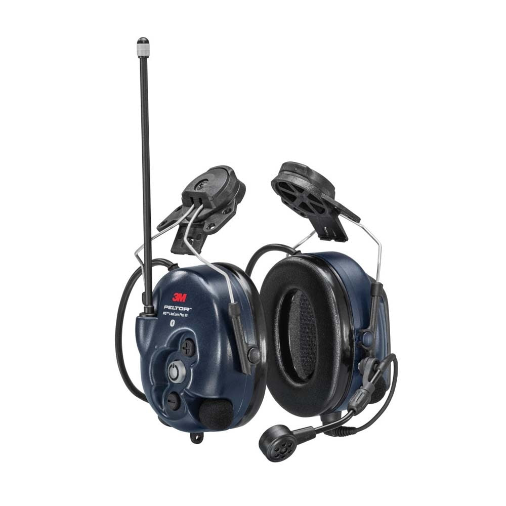 3M 7100099586 PELTOR WS LiteCom PRO III Headset, Hard Hat Attached, Professional Grade Durability, Wireless Two-Way Communication Radio, Bluetooth, Boom Microphone, Navy Blue, MT73H7P3E4D10