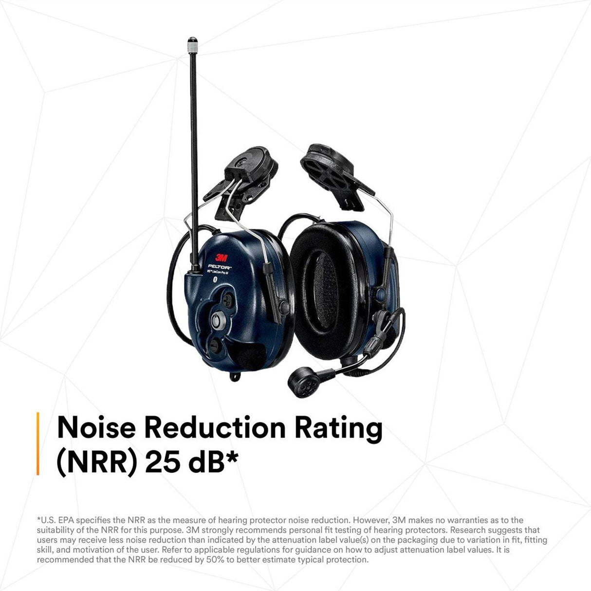 3M MT73H7P3E4D10NA PELTOR WS LiteCom PRO III Headset, Hard Hat Attached, Professional Grade Durability, Wireless Two-Way Communication Radio, Bluetooth, Boom Microphone, Navy Blue, MT73H7P3E4D10 (7100099586) - 3