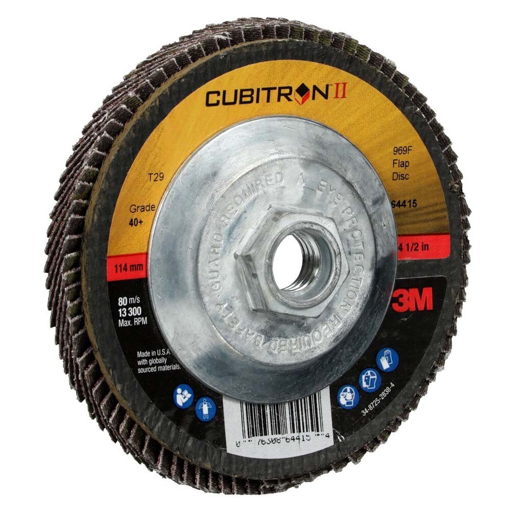 3M 7100104604 Cubitron II Flap Disc 969F, 40+, T29 Quick Change, 4-1/2 in x 5/8"-11, Giant - 3
