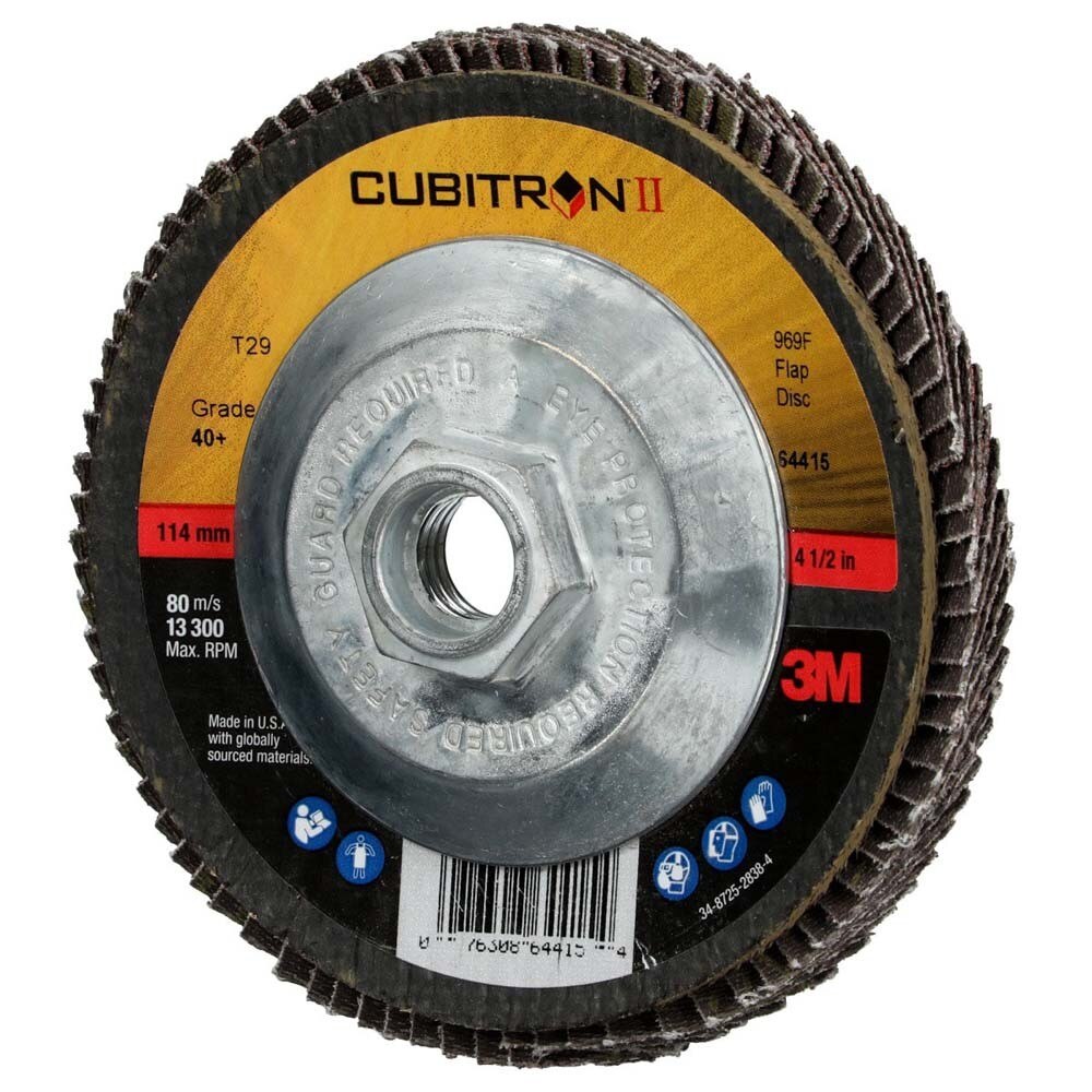 3M 7100104604 Cubitron II Flap Disc 969F, 40+, T29 Quick Change, 4-1/2 in x 5/8"-11, Giant - 4