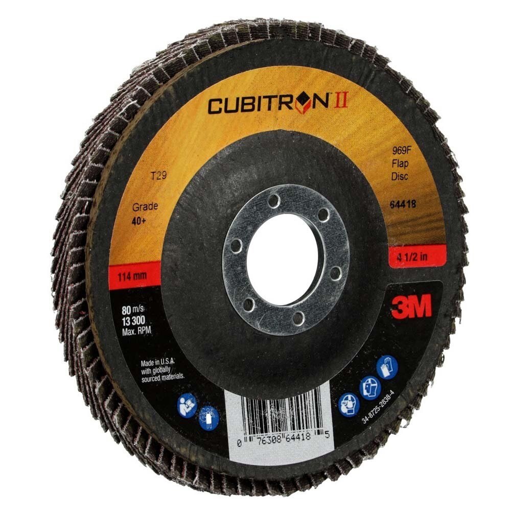 3M 7100104899 Cubitron II Flap Disc 969F, 40+, T29, 4-1/2 in x 7/8 in, Giant - 4