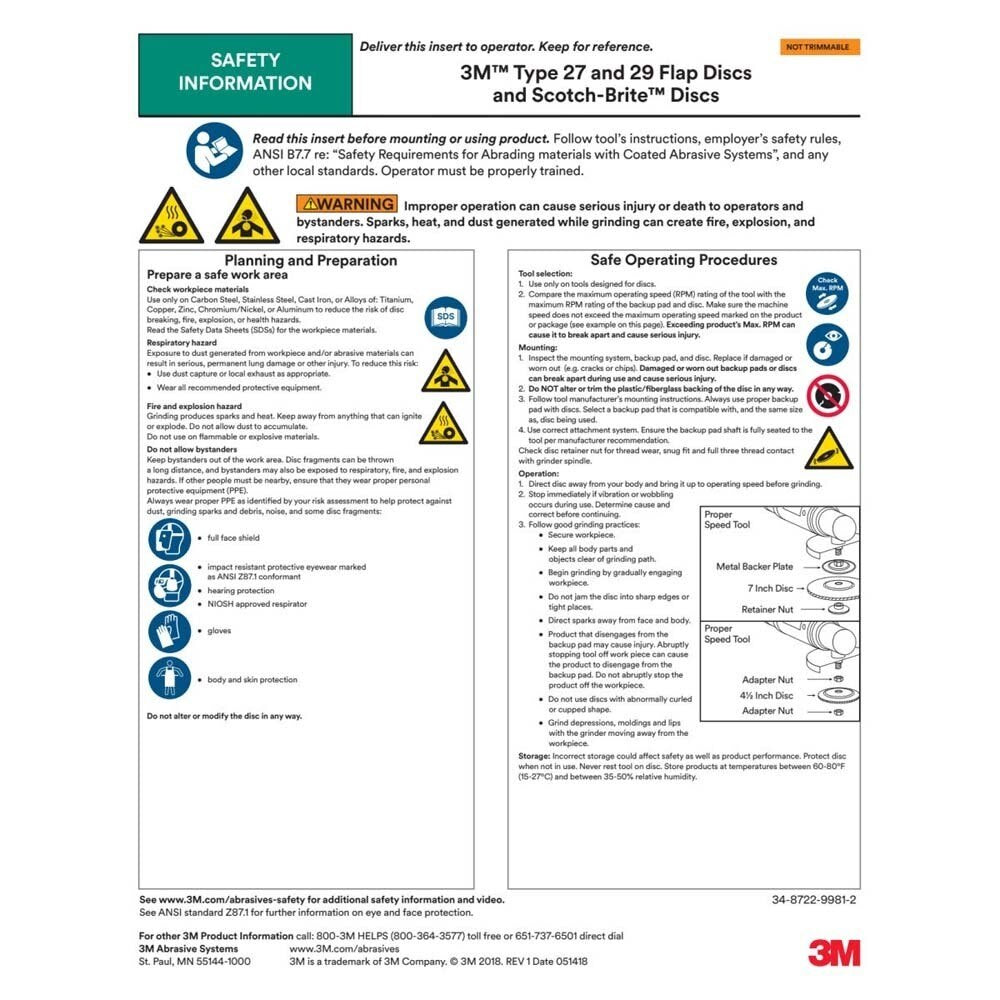 3M 7100105006 Cubitron II 969F T27 Quick Change Flap Disc, 7 in x 5/8-11, 40+ Grit, Polyester Backing for Heavy Grinding and Weld Removal (5 Pack) - 10