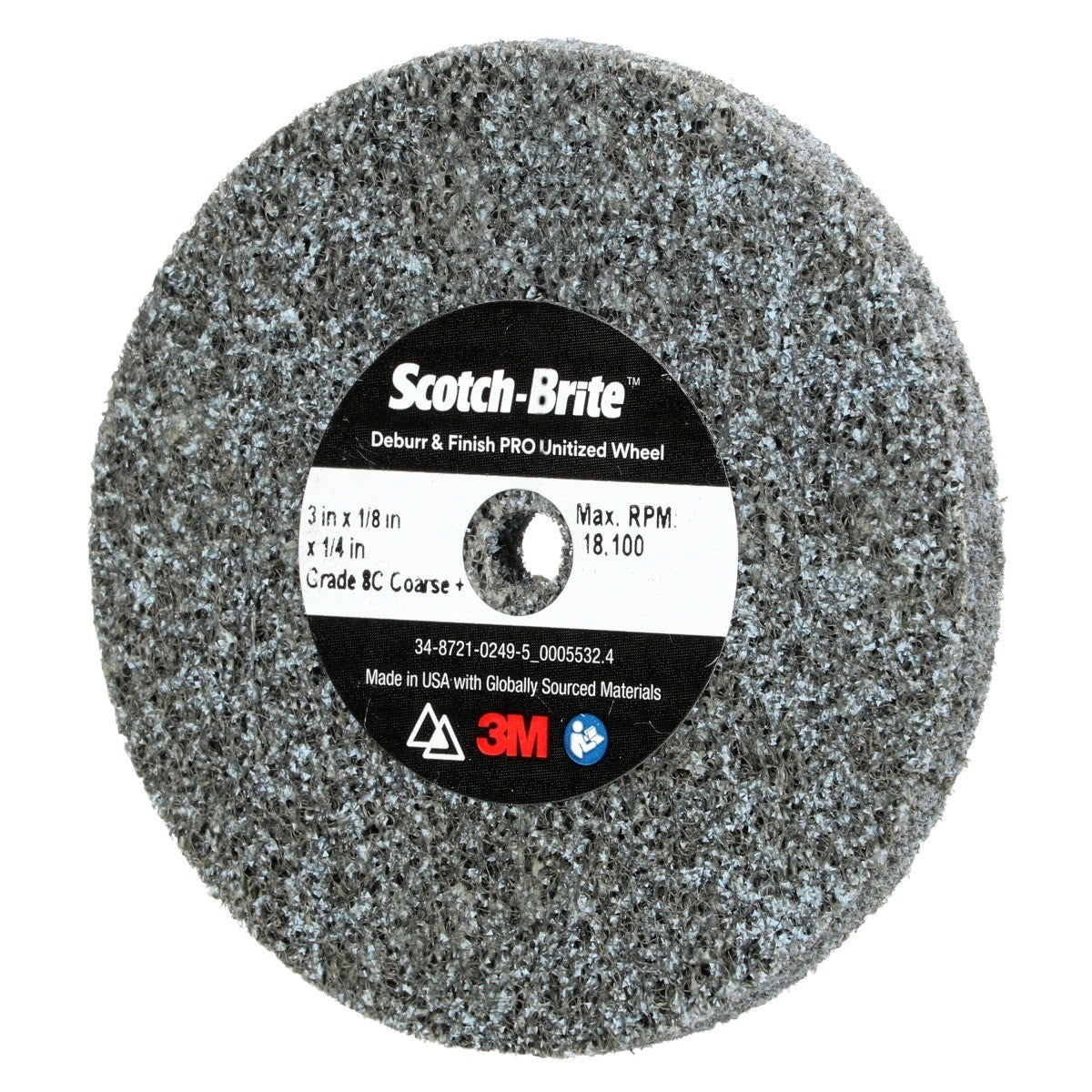 3M DP-UW Scotch-Brite Deburr & Finish PRO Unitized Wheel, 8C Coarse+, 3 in x 1/8 in x 1/4 in (7100105326) (40 Pack) - 2