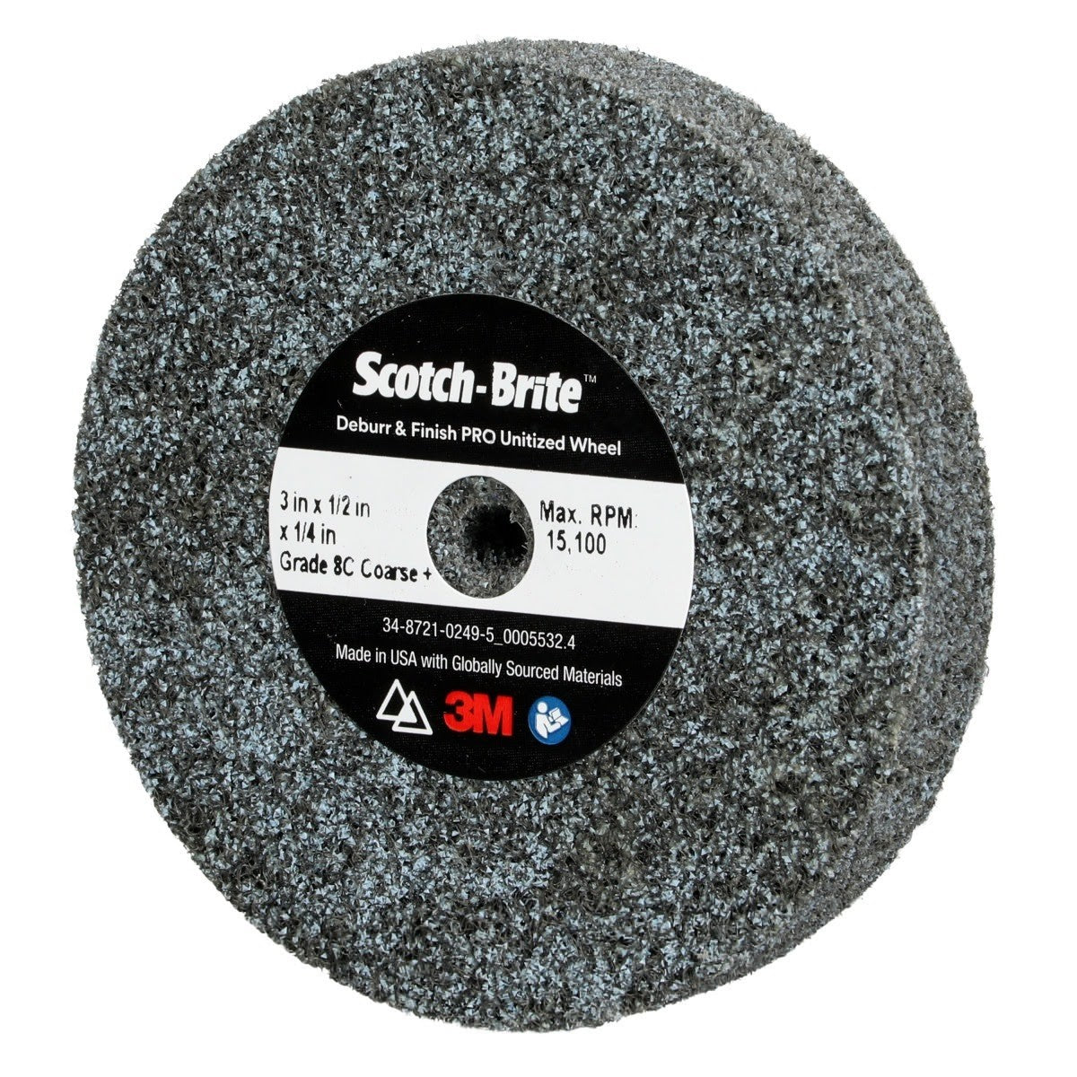 3M DP-UW Scotch-Brite Deburr & Finish PRO Unitized Wheel, 8C Coarse+, 3 in x 1/2 in x 1/4 in (7100105530) (20 Pack) - 2