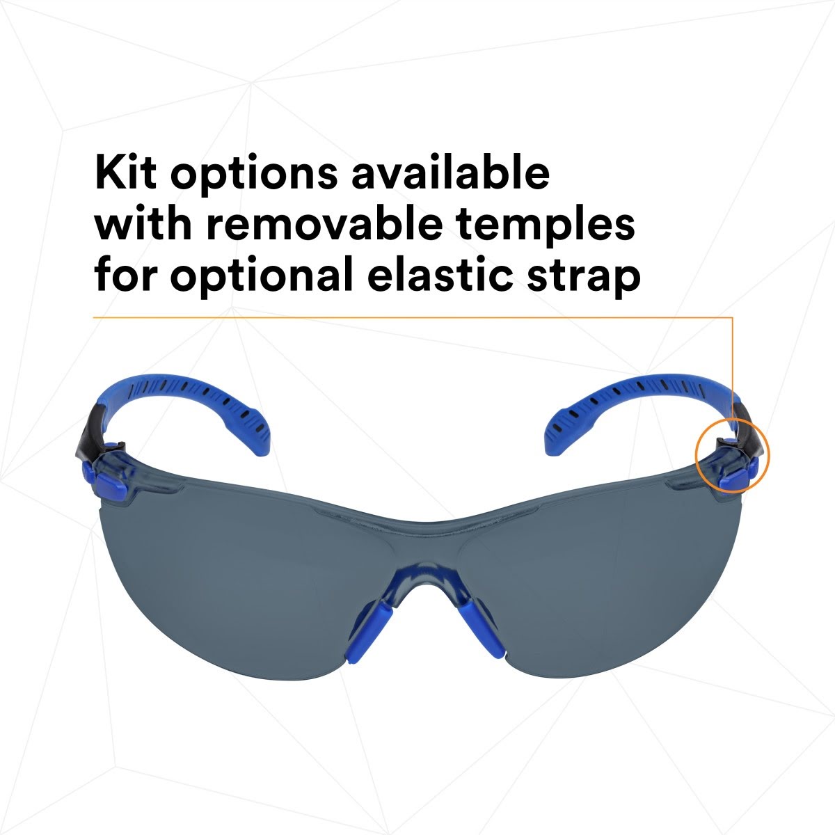 3M S1102SGAF-KT Solus 1000-Series Safety Glasses Kit with Foam Gasket and Elastic Strap, Gray Anti-Fog Lens, Blue Black Frame (7100105846) (20 Pack) - 4
