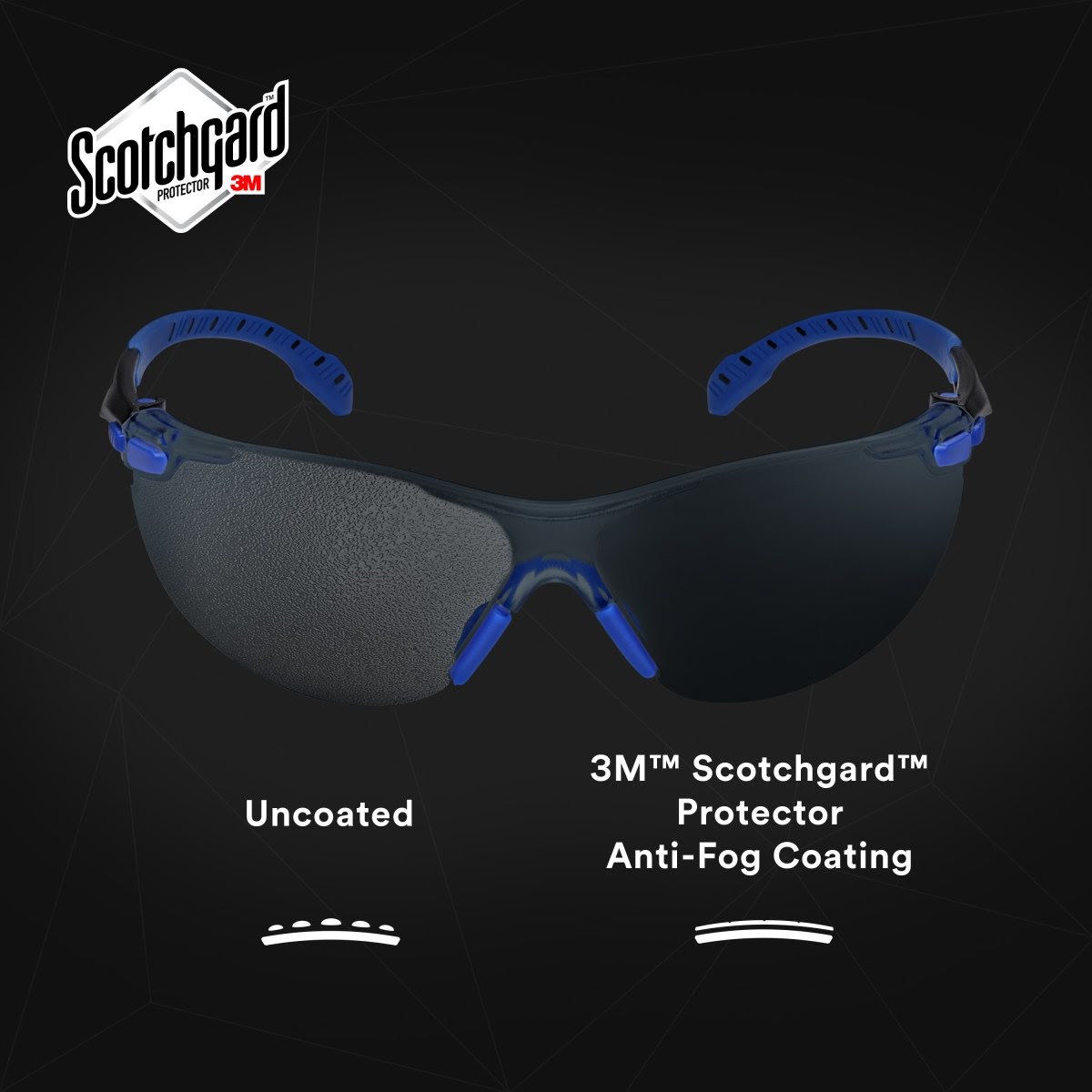 3M S1102SGAF-KT Solus 1000-Series Safety Glasses Kit with Foam Gasket and Elastic Strap, Gray Anti-Fog Lens, Blue Black Frame (7100105846) (20 Pack) - 8