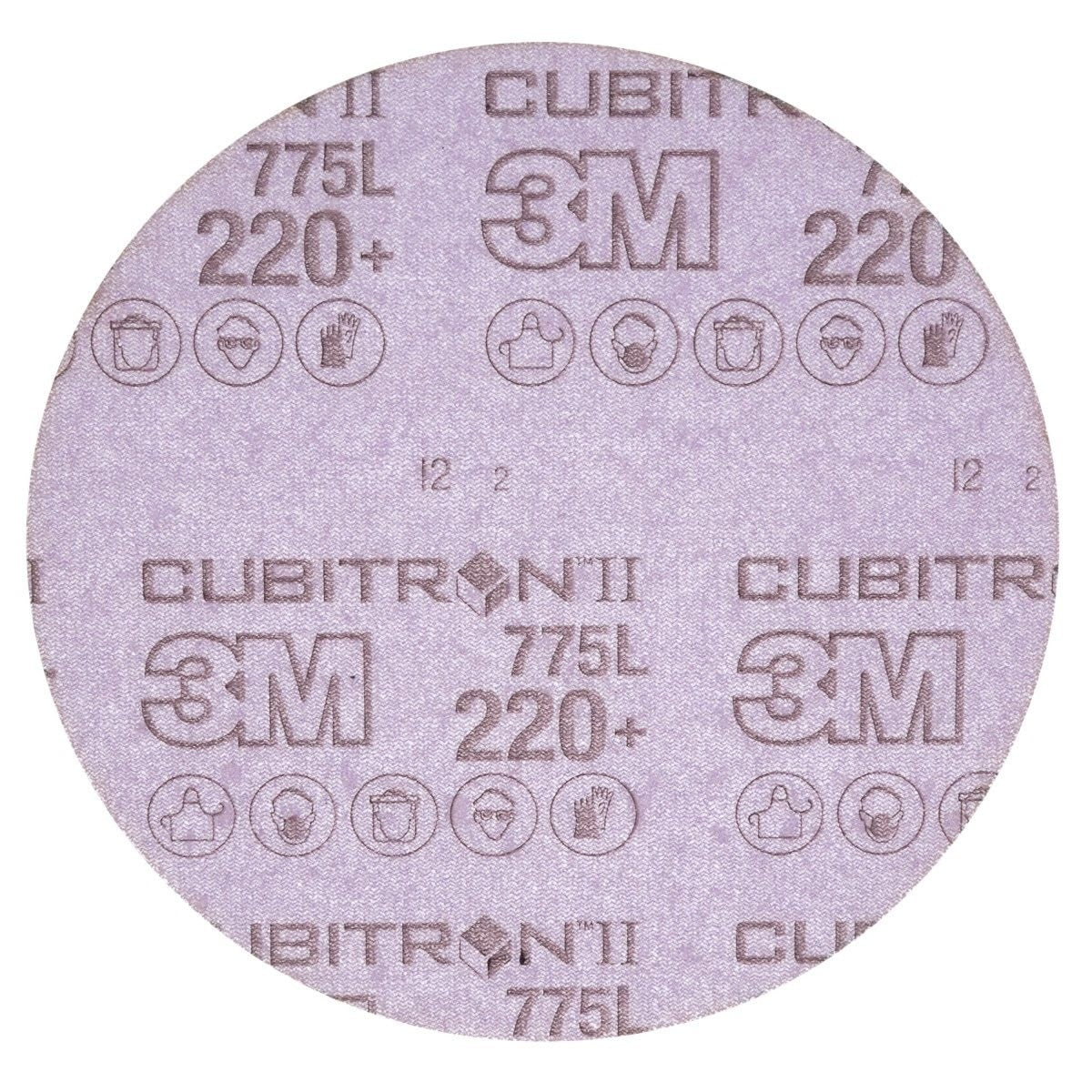 3M 775L Cubitron II Hookit Film Disc, Precision Shaped Ceramic, 220+ Grit, Purple, 3 in, 3 mil, 300V (7100106766) (250 Pack)