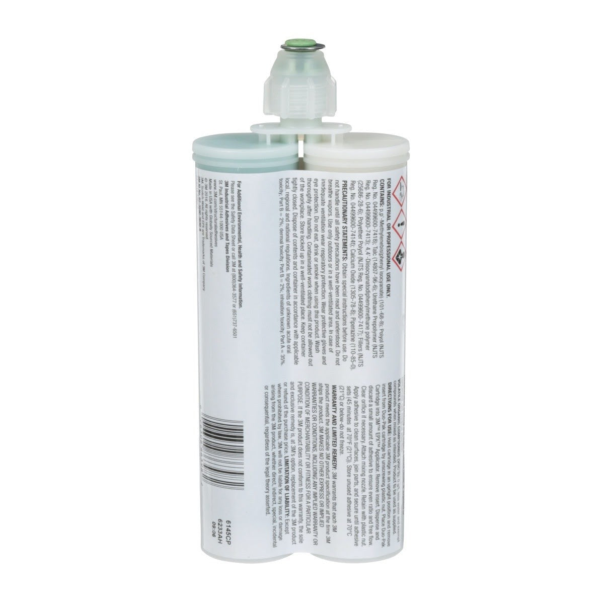 3M DP6310NS Scotch-Weld Multi-Material Composite Urethane Adhesive, Green, 400 mL Duo-Pak (7100109830) (6 Pack) - 3