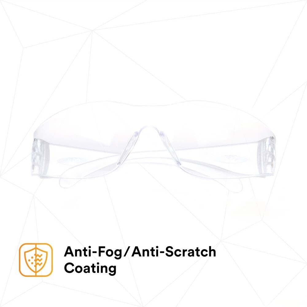 3M 7100112434 Tekk Virtua Anti-Fog Safety Glasses, Clear Frame and Lens - 6