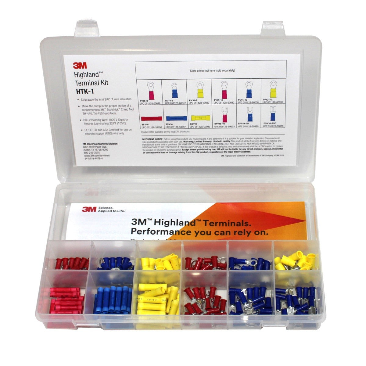 3M HTK-1 Highland Terminal Kit with vinyl insulated ring fork butt splice and disconnect terminals (7100112734) (180 Pieces) (4 Pack) - 2