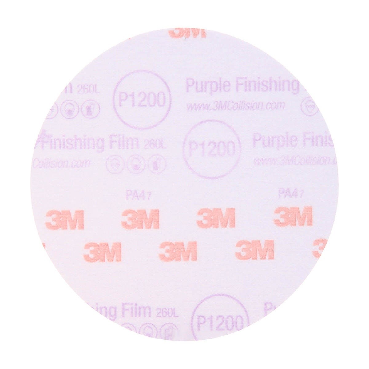3M 260L 30668 Hookit Purple Finishing Film Abrasive Disc, Aluminum Oxide, P1200, Purple, 6 in, Clear Coat Sanding (7100122780) (200 Pack) - 5