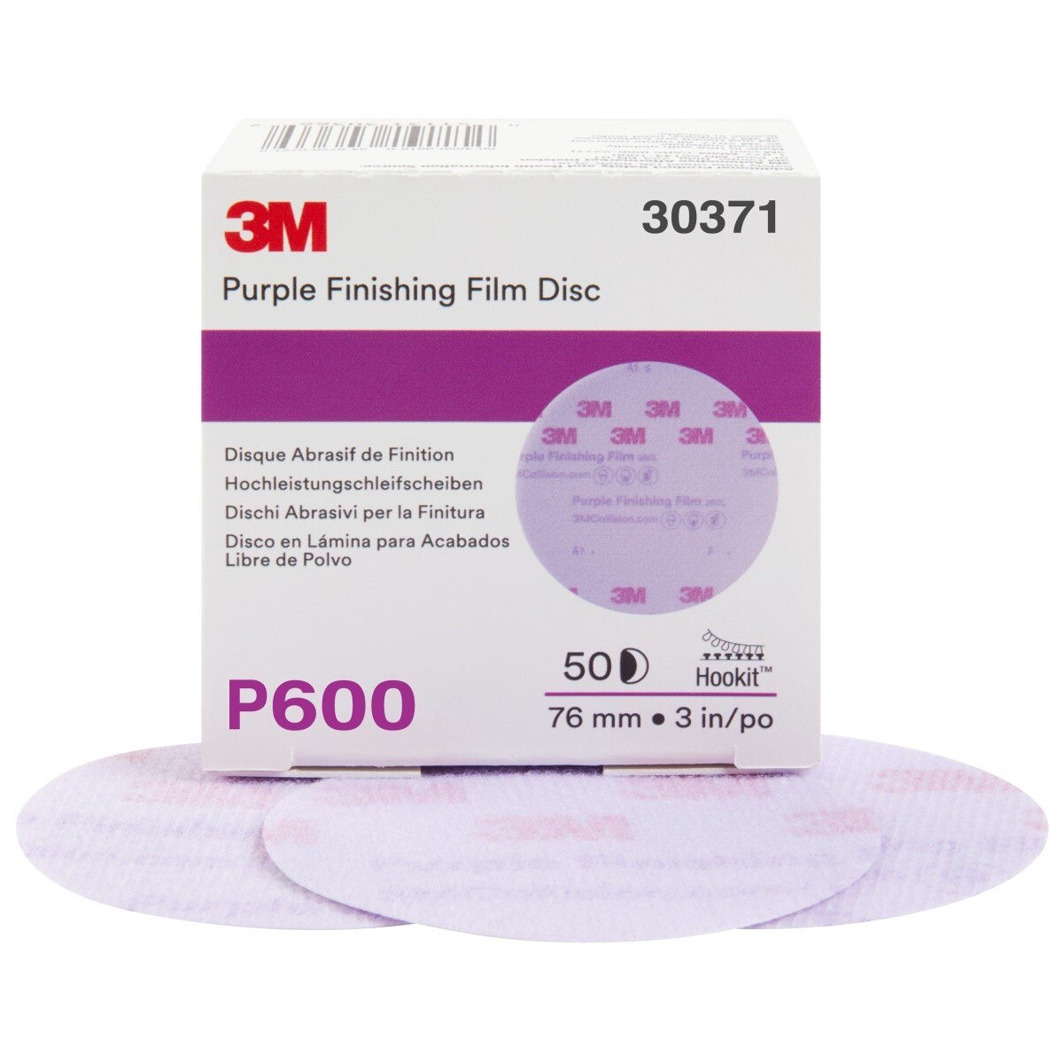 3M 260L 30371 Hookit Purple Finishing Film Disc, P600, 3 in (7100122790) (200 Pack)