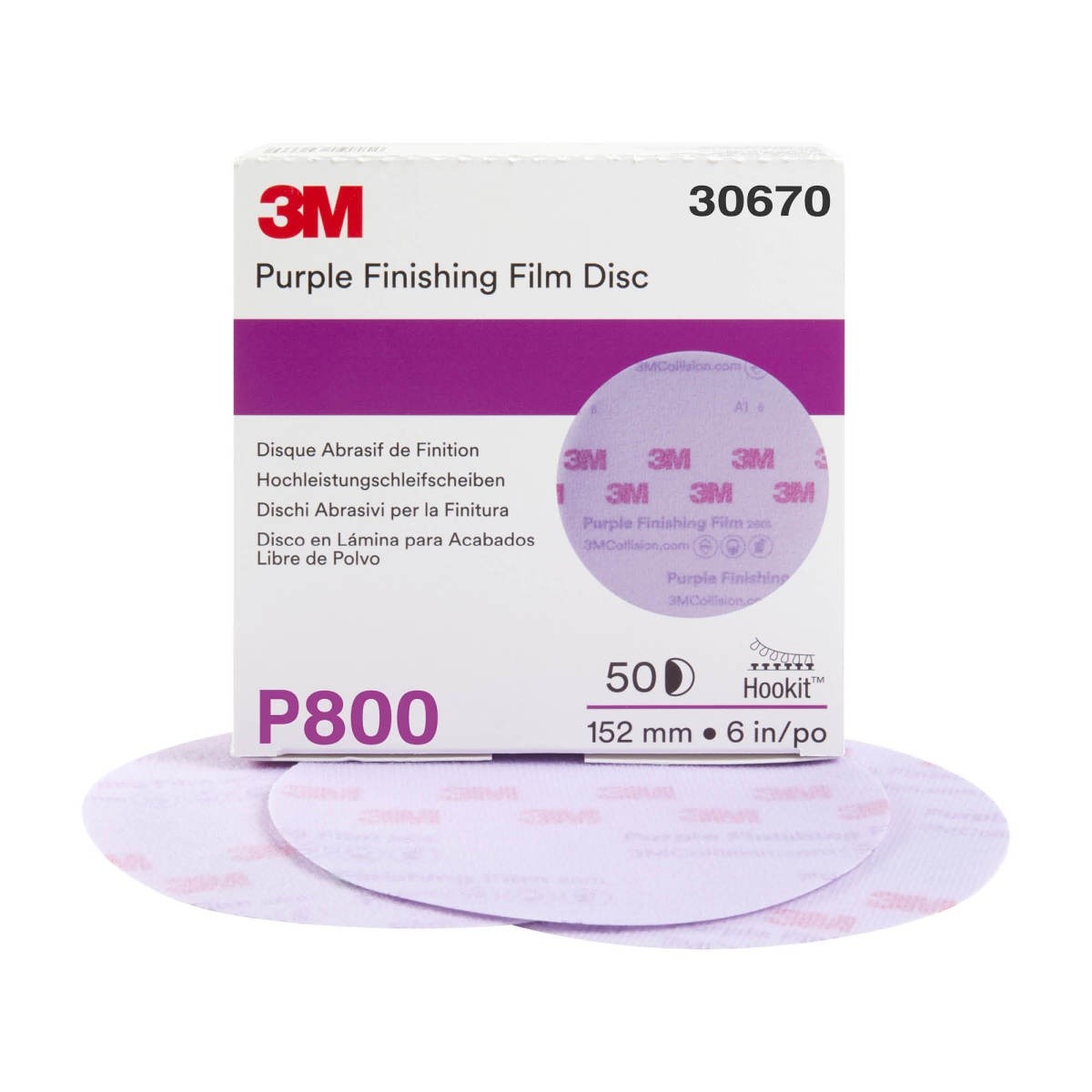 3M 260L 30670 Hookit Purple Finishing Film Abrasive Disc, P800, 6 in (7100122792) (200 Pack) - 8