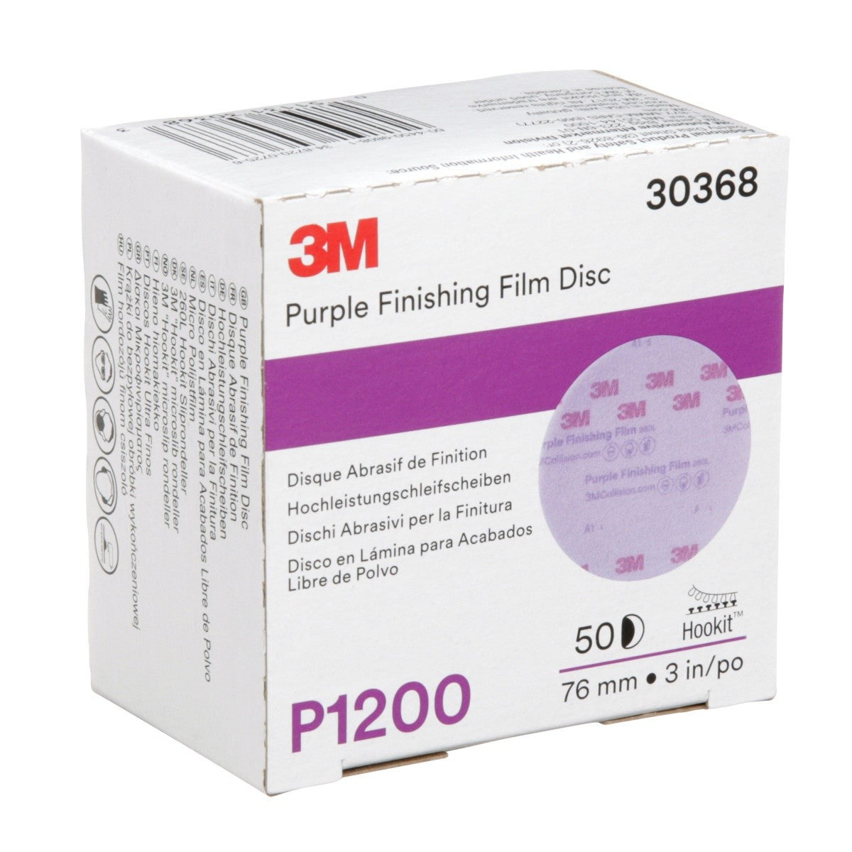 3M 260L 30368 Hookit Purple Finishing Film Abrasive Disc, P1200 Grit, 3 in (7100123056) (200 Pack) - 3