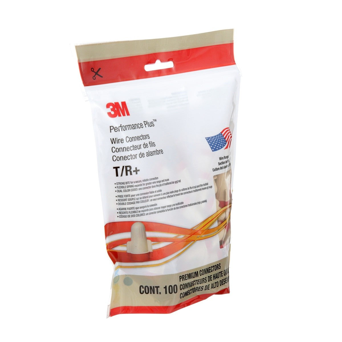 3M T/R+POUCH Twist-On Wire Connector, Tan/Red, 22-8 AWG, 600 V, for Copper Conductors (7100127165) (1000 Pack) - 7