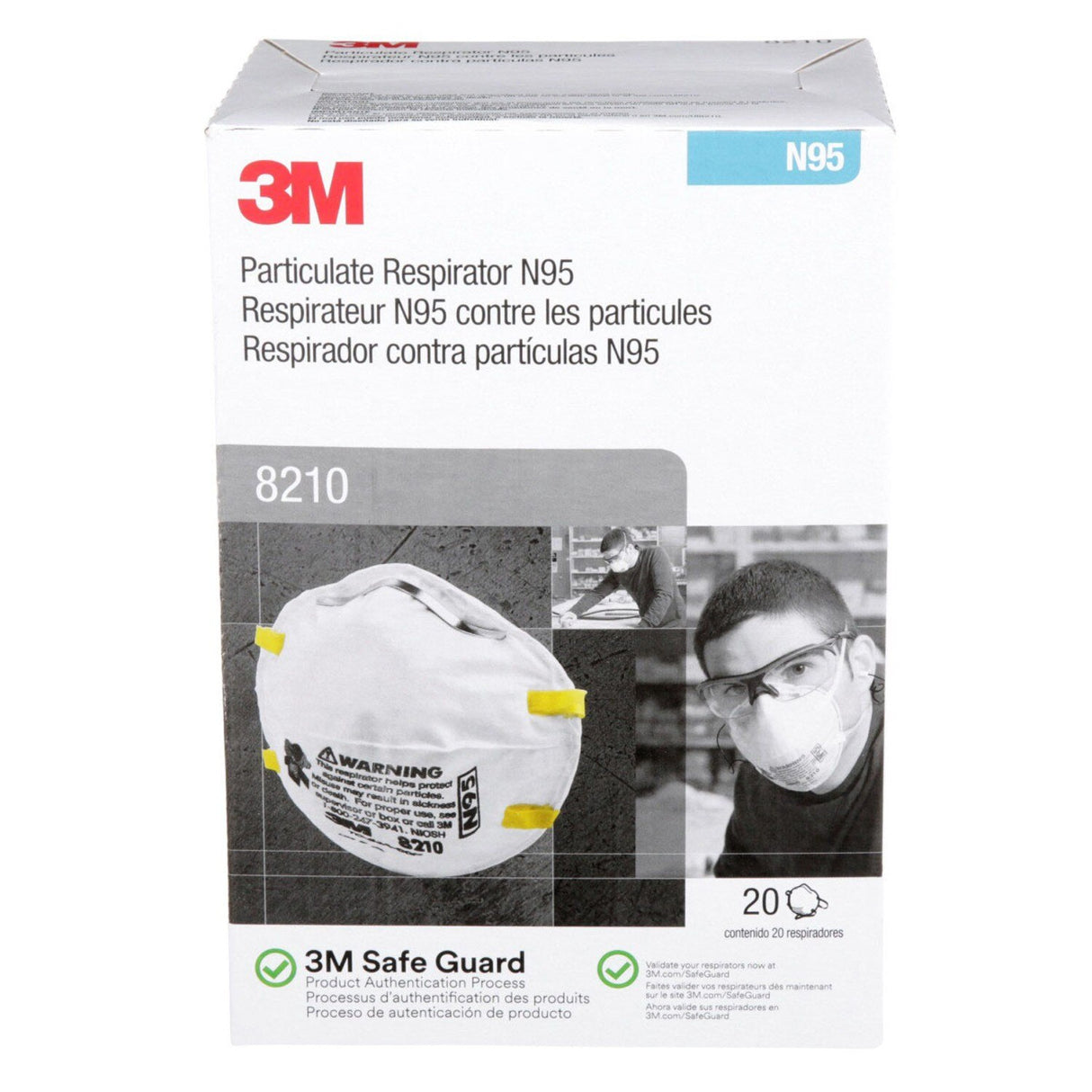 3M 46457 8210 Particulate Respirator N95 Cup Style Disposable, Standard Size (7100132742) (160 Pack) - 8