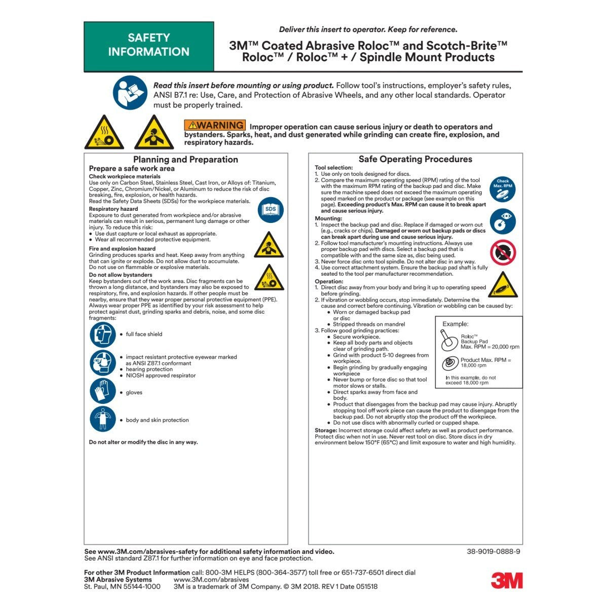 3M 07524 Scotch-Brite Roloc Bristle Disc, RD-ZB, 50, TR, Green, 2 in x 5/8 in, Tapered (7100138285) (40 Pack) - 6