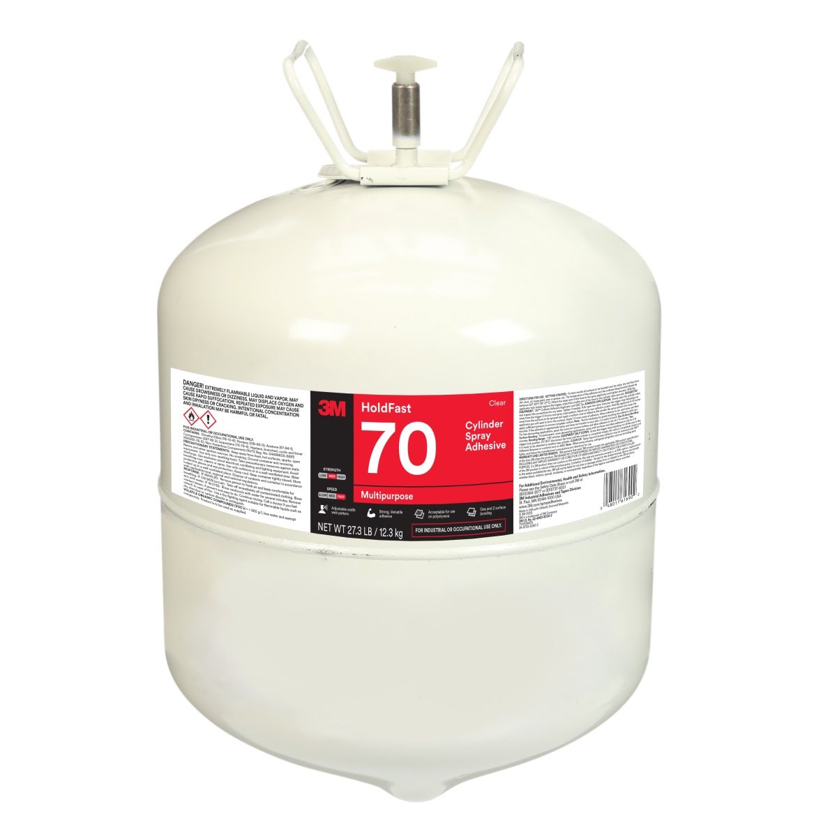 3M 70 70 CYL Cylinder Spray Adhesive, Clear, Large Cylinder, 27.3 lb Net Weight (7100138479)