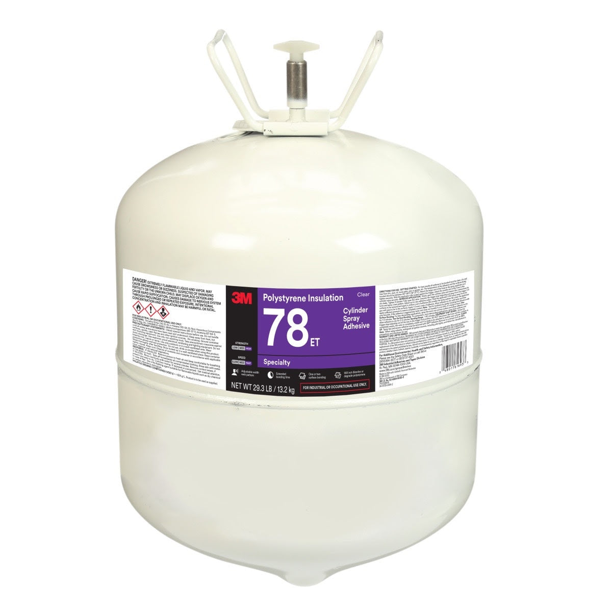 3M 78 ET 78ET Polystyrene Insulation, Cylinder Spray Adhesive, Clear, Large (Net Wt 29.3 lb) (7100138815)