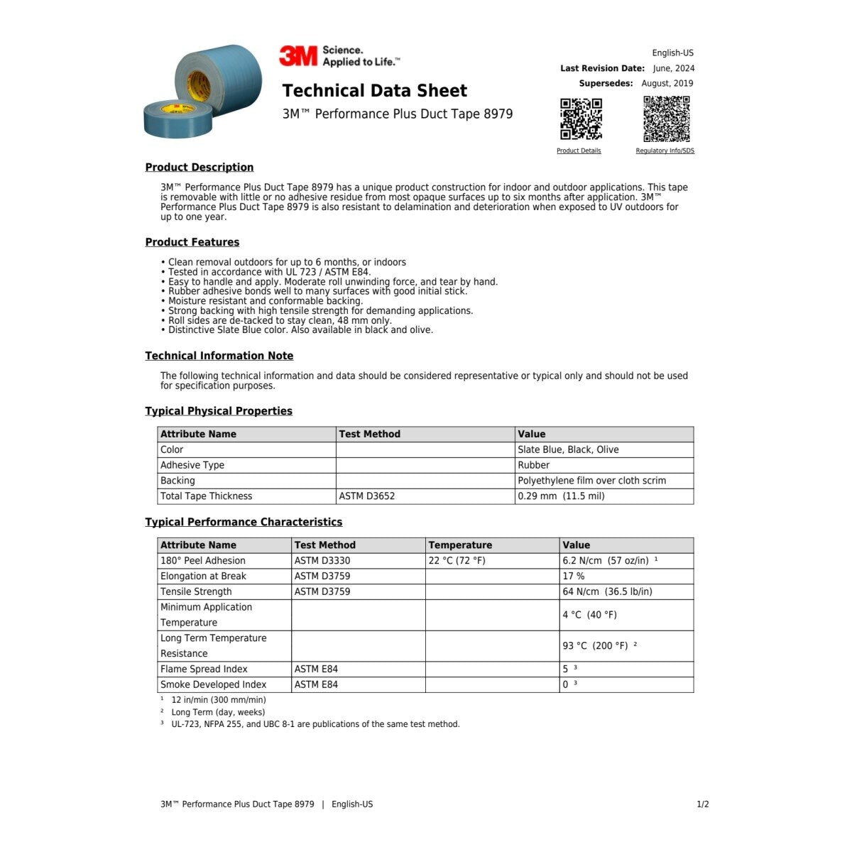 3M 8979 Performance Plus Duct Tape, Olive, 48 mm x 55 m, 11.5 mil (7100140217) (24 Pack) - 10