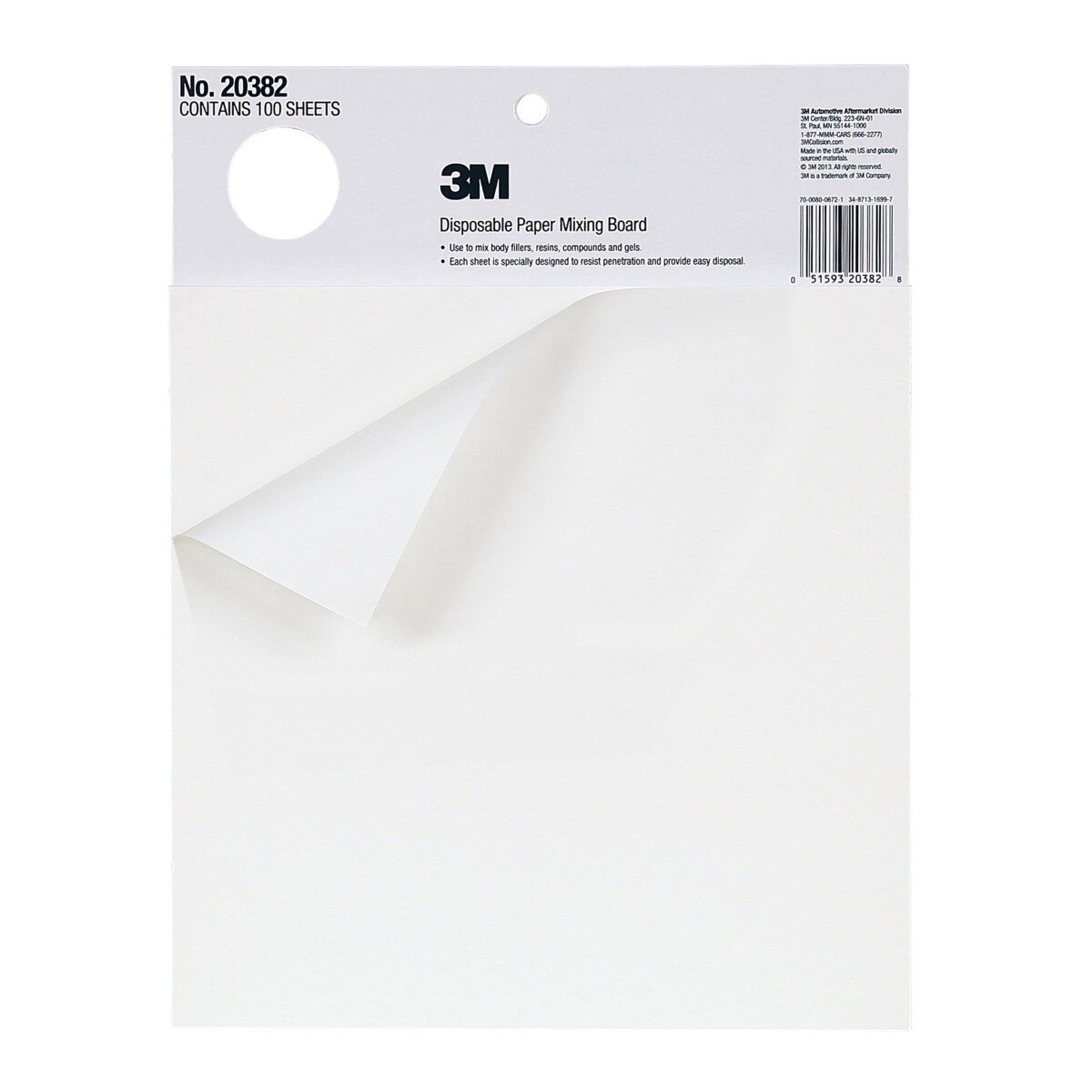 3M B-20382 Disposable Paper Mixing Board, Non Porous, Solvent Resistant, Non Soak, Large Sheet, 10 in x 13 in, 100 Sheets/Board (7100144396) (12 Pack)
