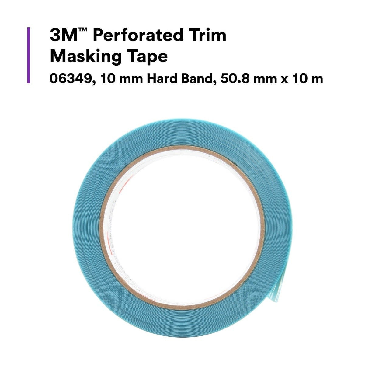 3M Perforated Trim Masking Tape, 10 mm Hard Band, Blue, 50.8 mm x 10 m (06349) (7100145501) (6 Pack) - 2