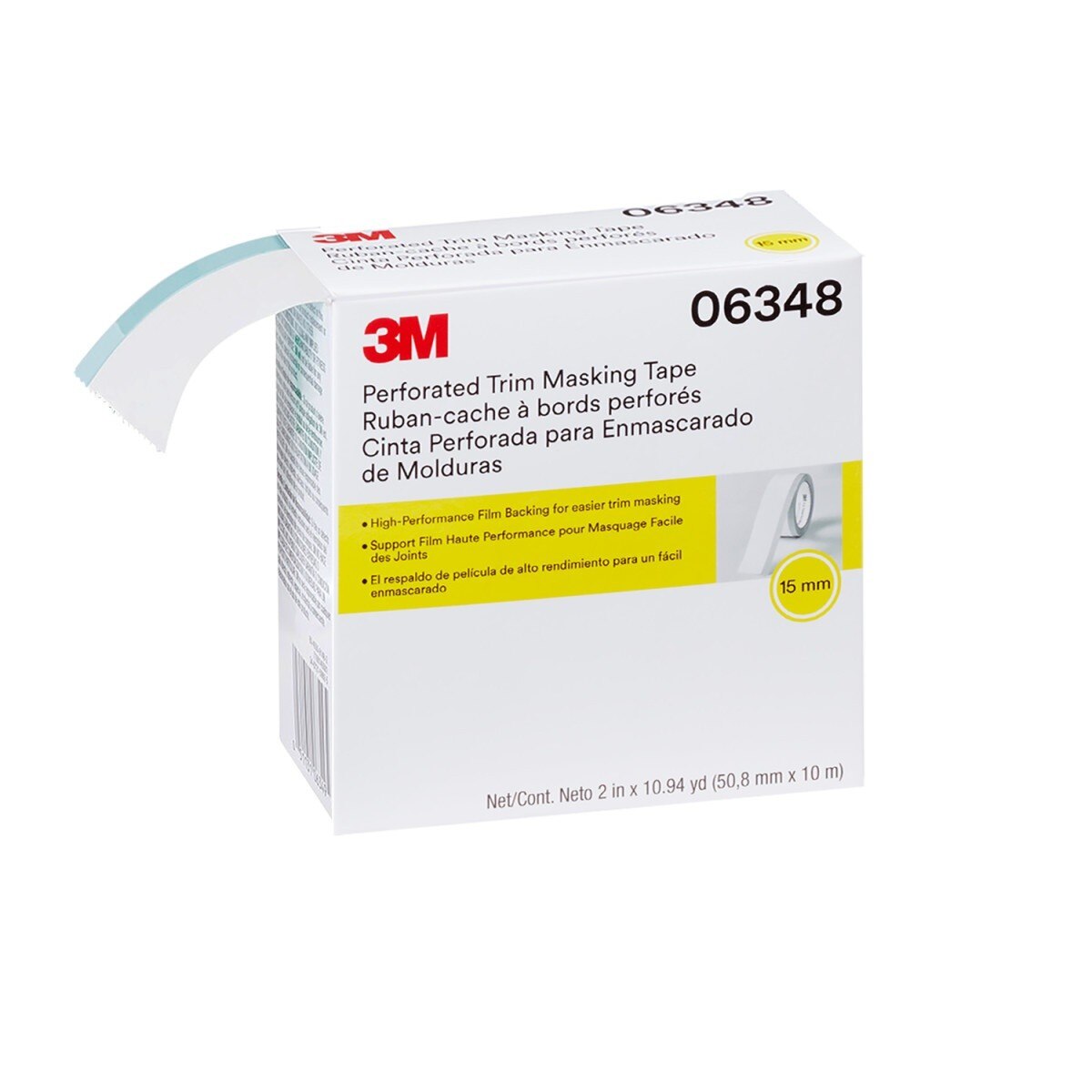 3M Perforated Trim Masking Tape, 15 mm Hard Band, 50.8 mm x 10 m (06348) (7100145502) (6 Pack) - 2