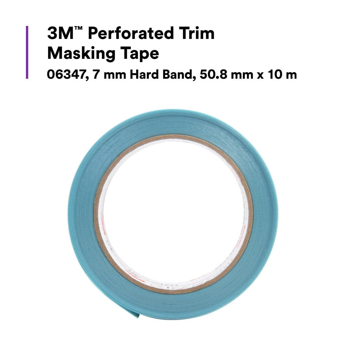 3M Perforated Trim Masking Tape, 7 mm Hard Band, Blue, 50.8 mm x 10 m (06347) (7100145503) (6 Pack) - 3