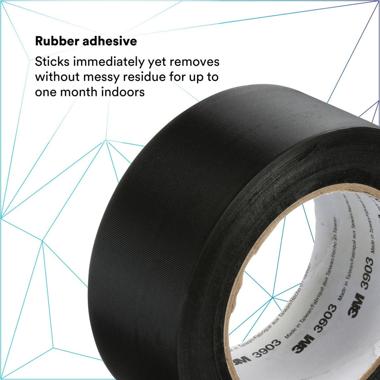 3M 3903 Vinyl Duct Tape, Black, 2 in x 50 yd, 6.5 mil, Individually Wrapped (7100145924) (24 Pack) - 9