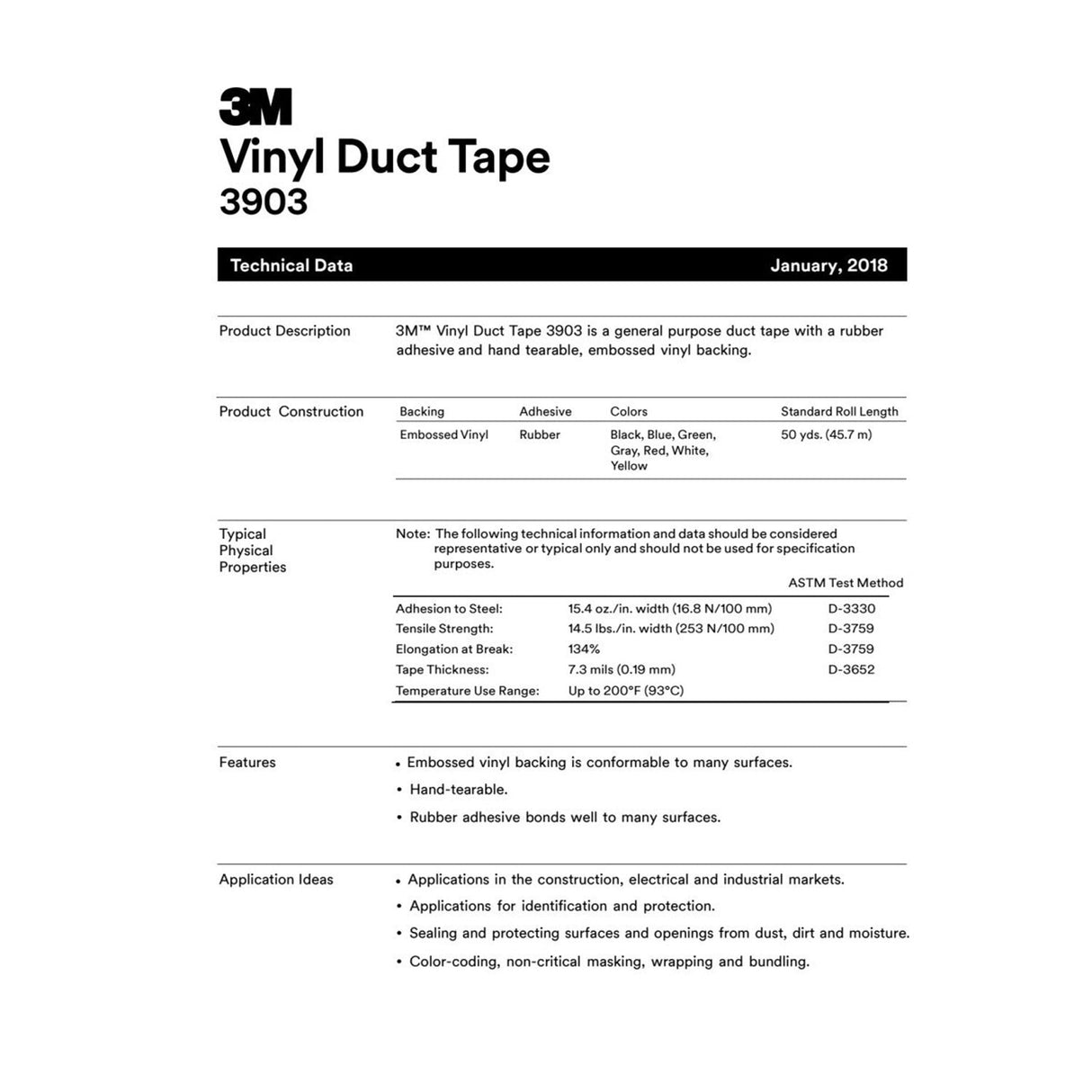 3M Vinyl Duct Tape 3903 Gray 2 in x 50 yd 7.3 mil Roll (3903) (7100145925) (24 Pack) - 9