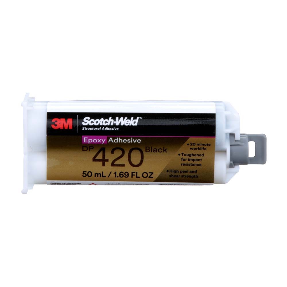 3M 7100148731 Scotch-Weld Epoxy Adhesive DP420 Black Two-Part Structural Adhesive, 20-Minute Work Life, High Impact and Fatigue Resistance Duo-Pak (50 mL) - 3