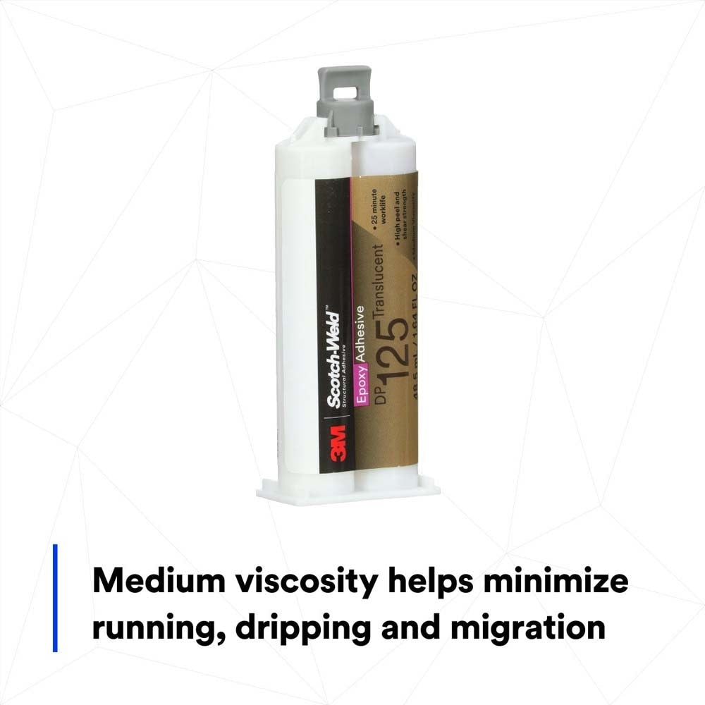3M DP125 Scotch-Weld Translucent Two-Part Flexible Epoxy Adhesive Duo-Pak (48.5 mL) (7100148734) (12 Pack) - 7