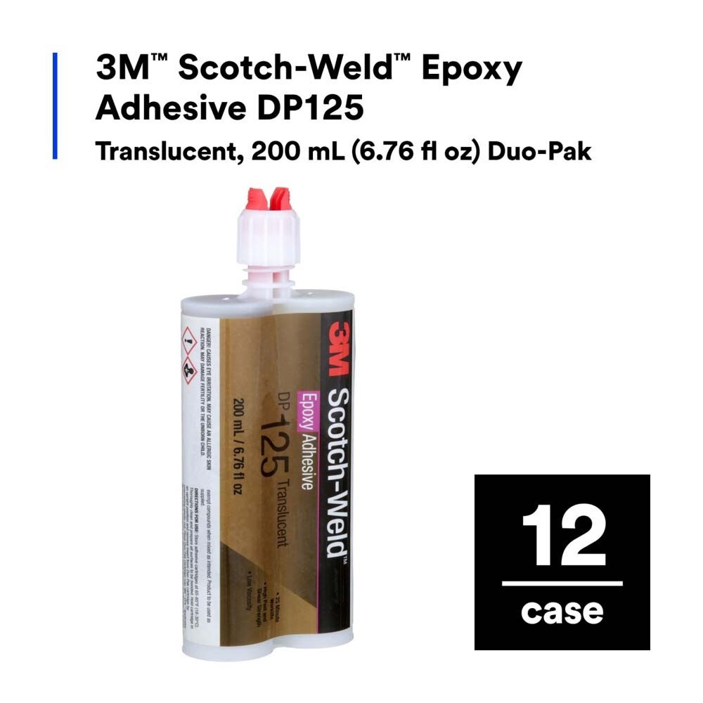 3M DP125 Scotch-Weld Translucent Two-Part Flexible Epoxy Adhesive Duo-Pak (48.5 mL) (7100148734) (12 Pack) - 9