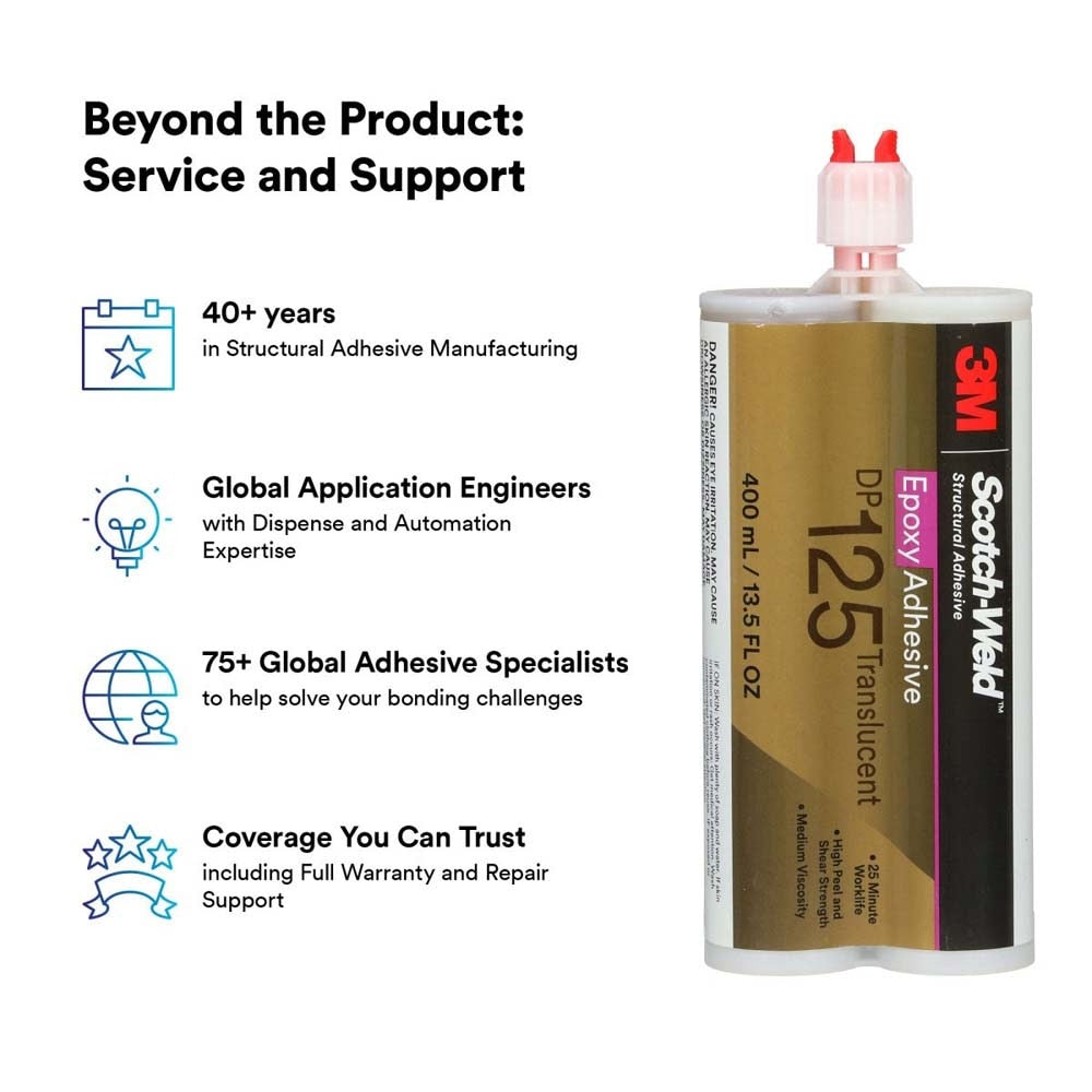 3M DP125 Scotch-Weld Translucent Two-Part Flexible Epoxy Adhesive Duo-Pak (48.5 mL) (7100148734) (12 Pack) - 10