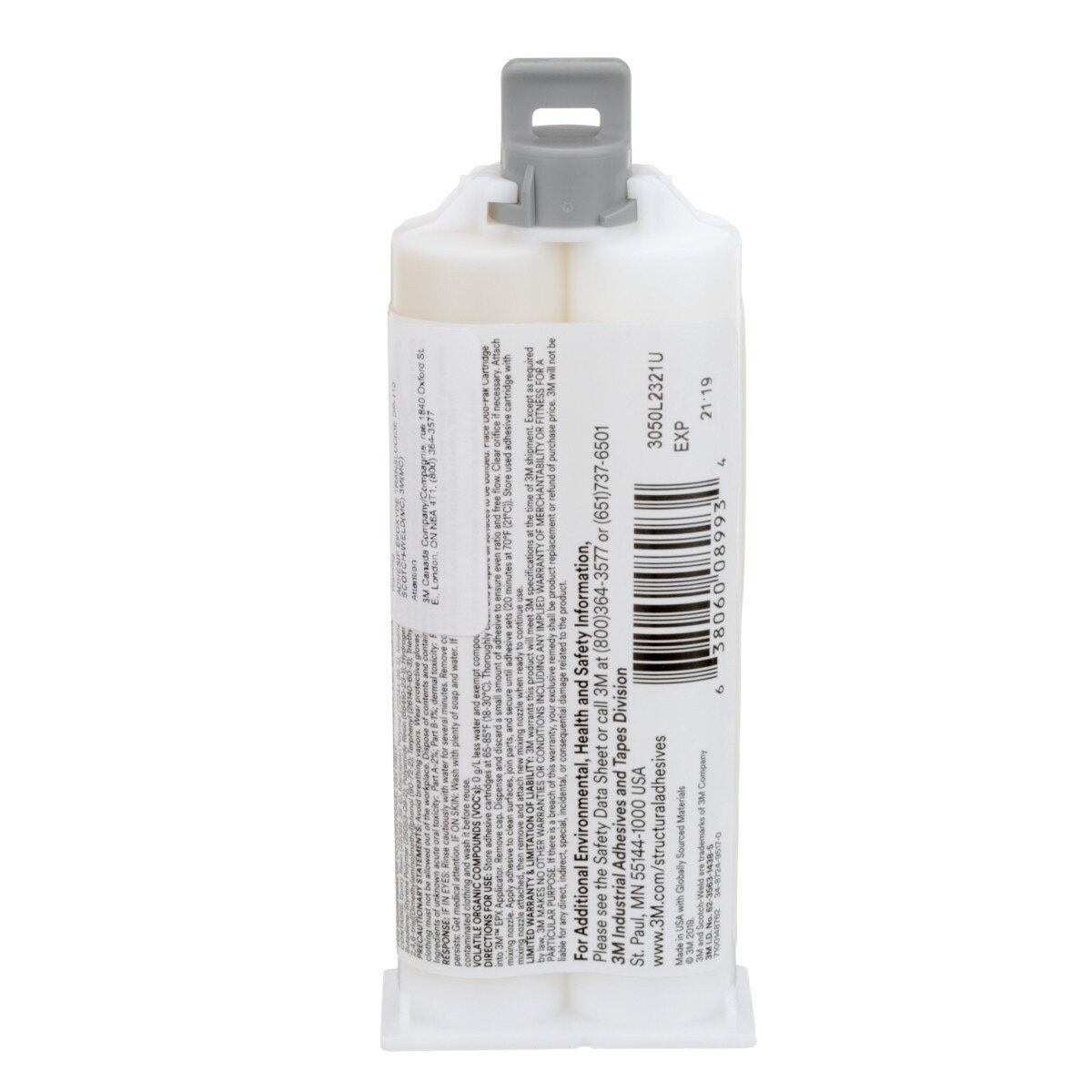 3M DP110 Scotch-Weld Epoxy Adhesive Duo-Pak Cartridge, Translucent, 48.5 mL (110) (7100148762) (12 Pack) - 5